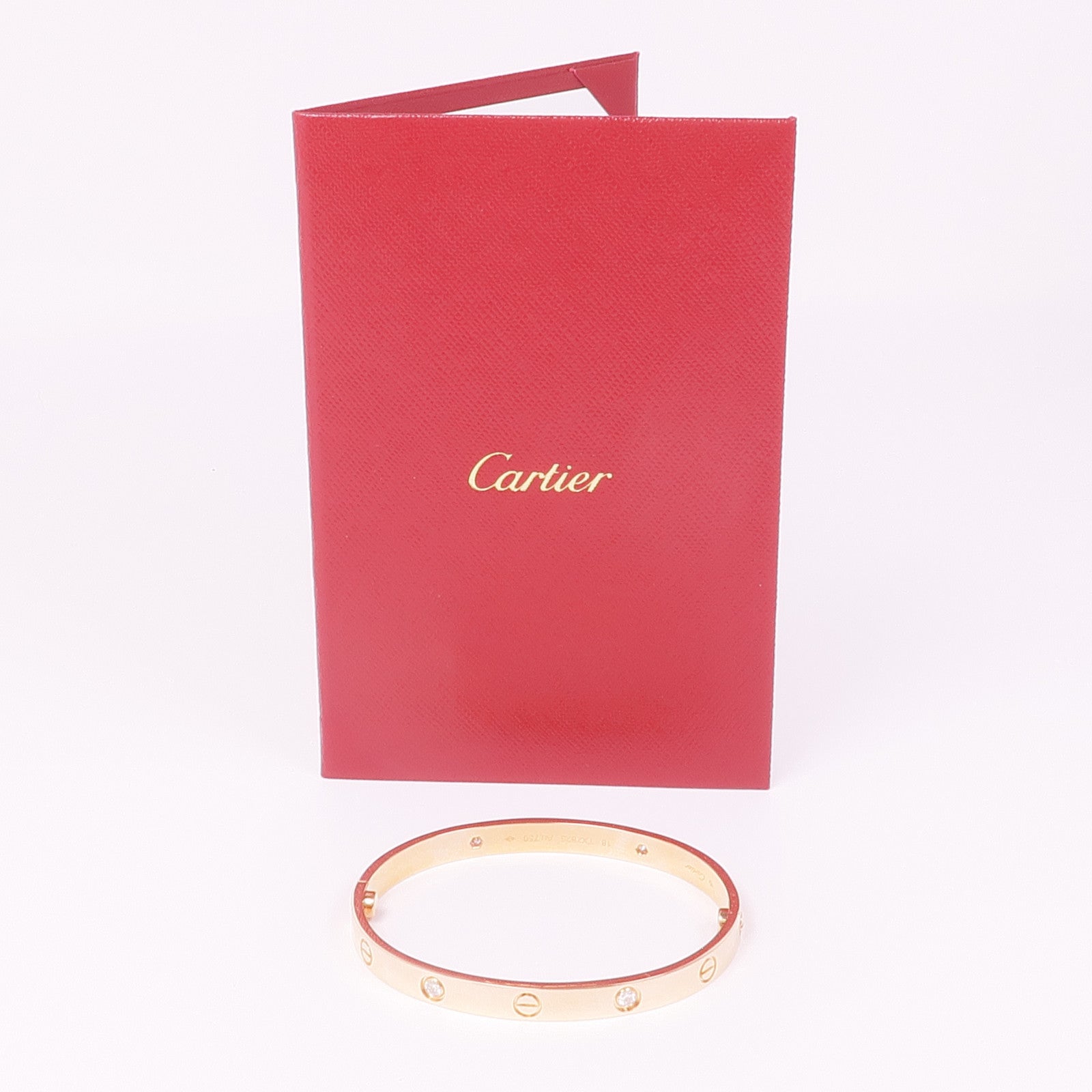 CARTIER 18K玫瑰金Love Bracelet 4 Diamonds鑽石手鐲Cartier#18