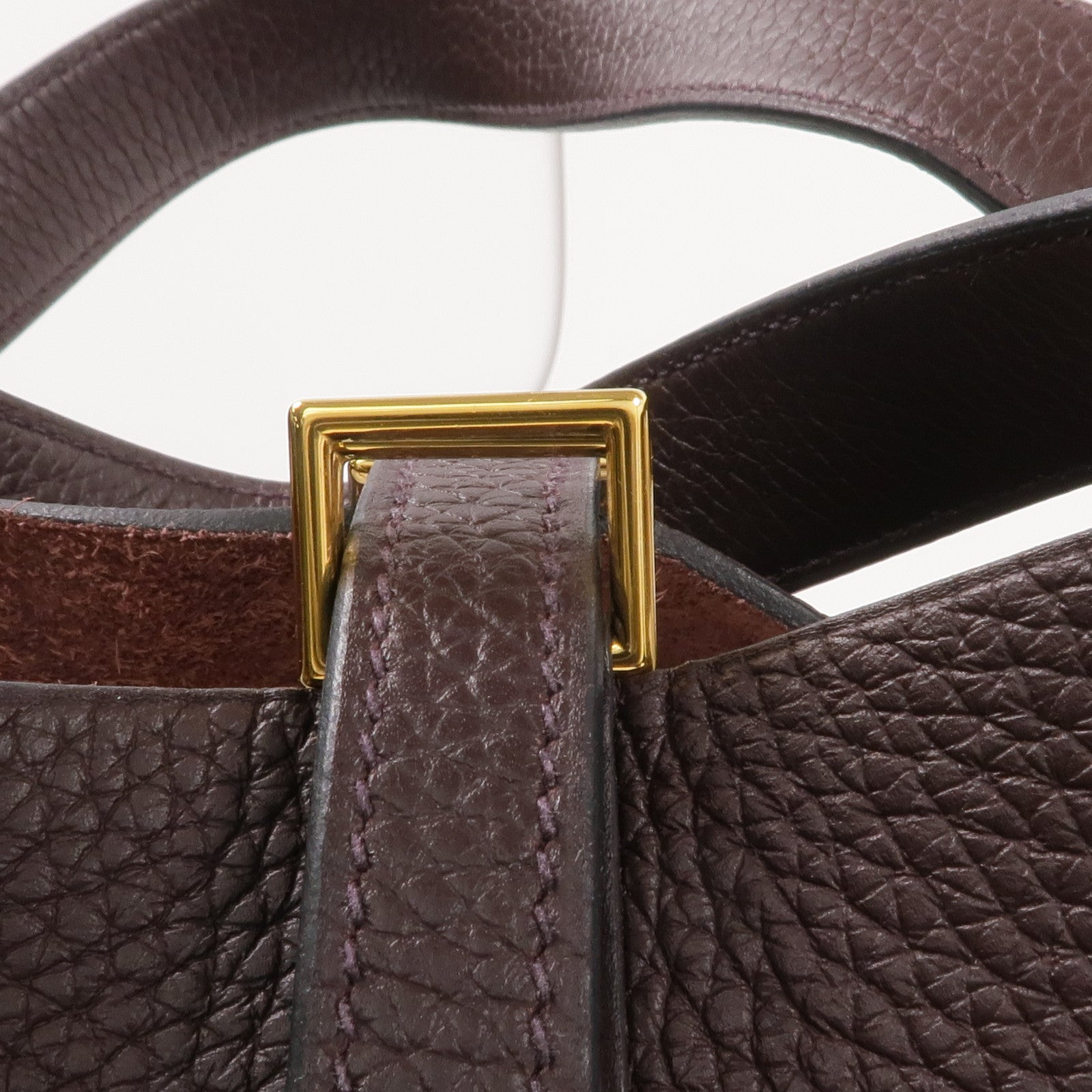 HERMES Clemence皮革Picotin MM金扣手挽袋Rouge Sellier