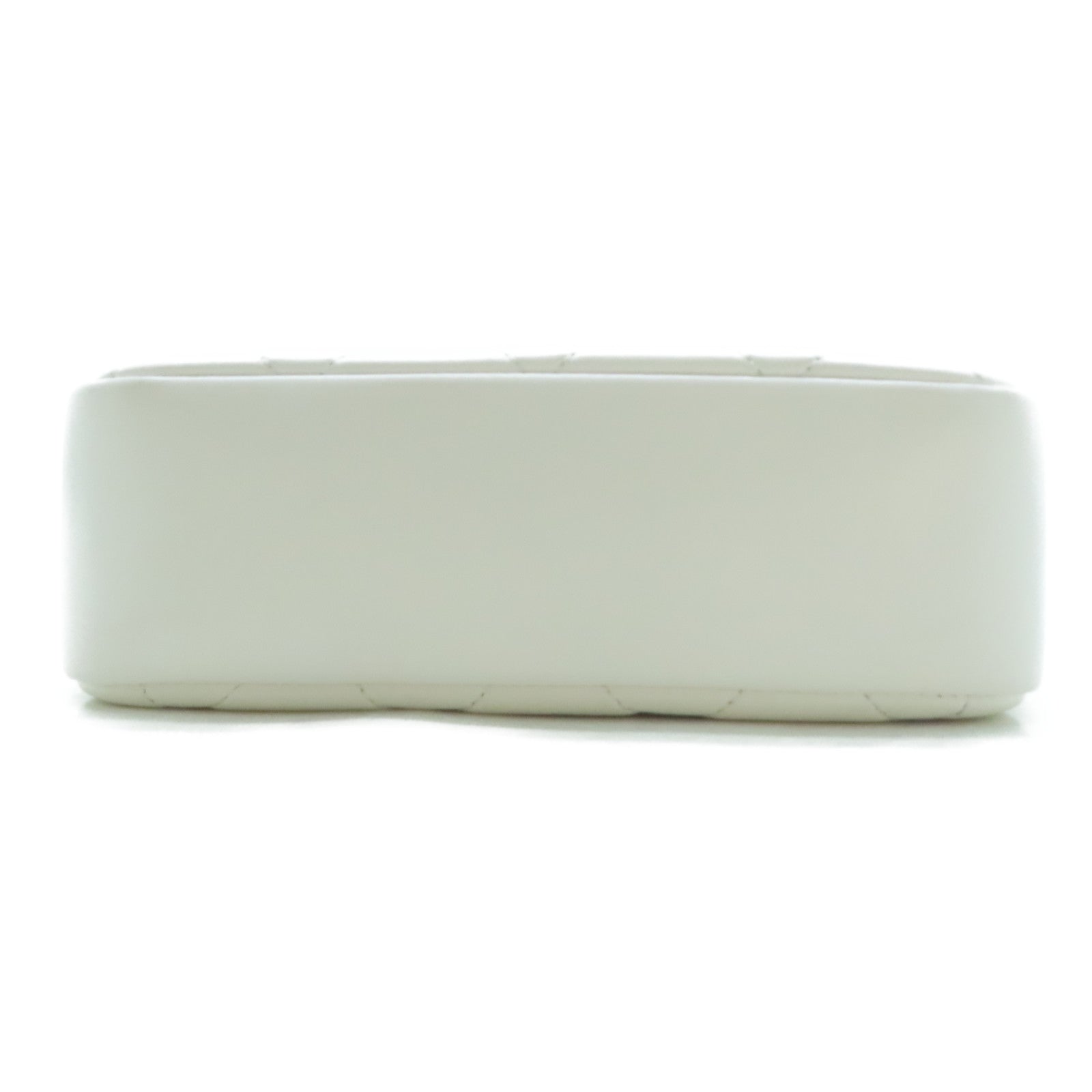 CHANEL 【激減優惠】菱格羊皮皮革Top Handle Mini Flap金扣鏈帶手挽肩背兩用袋白色