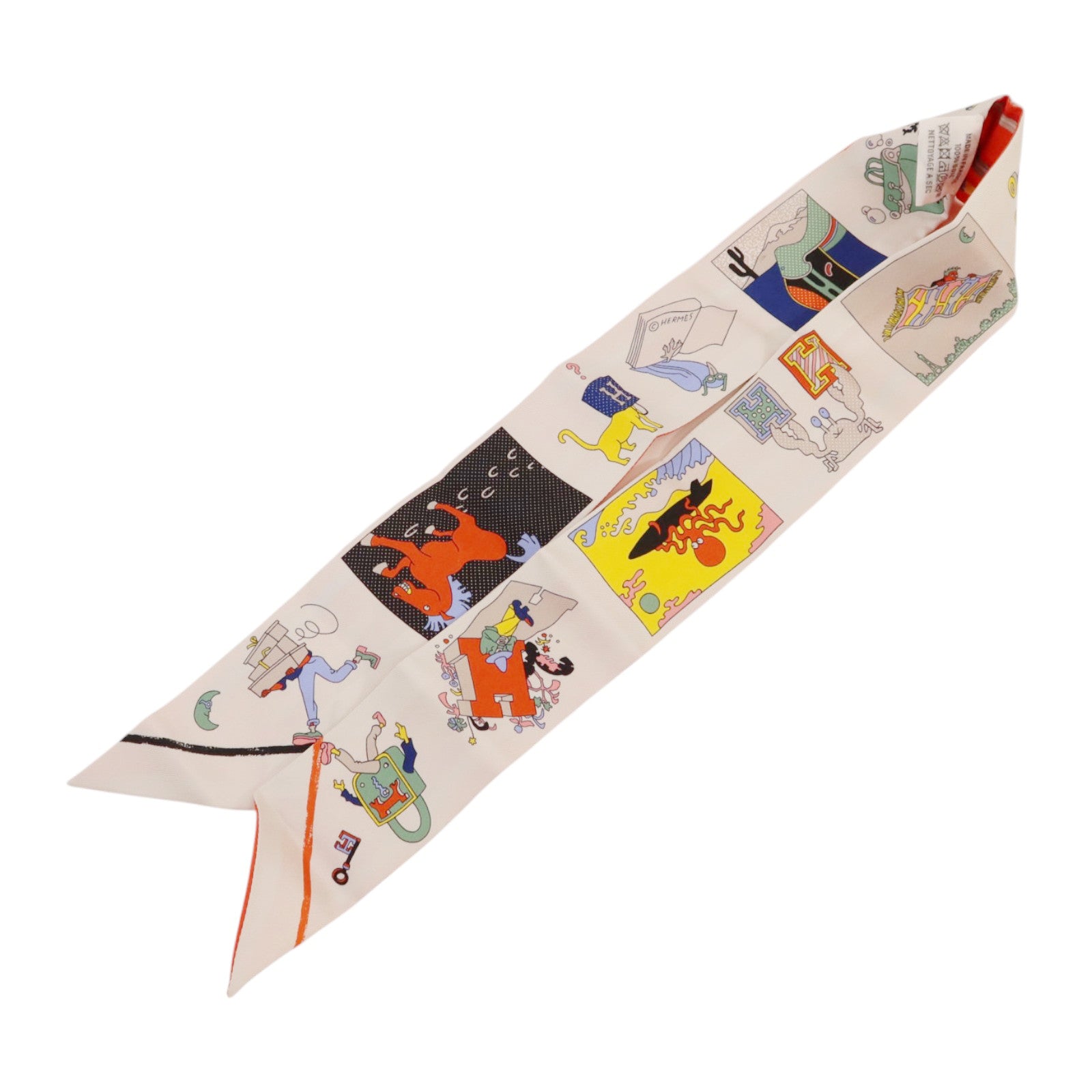 HERMES 絲質A Vos Crayons et Carre Libre Twilly絲巾