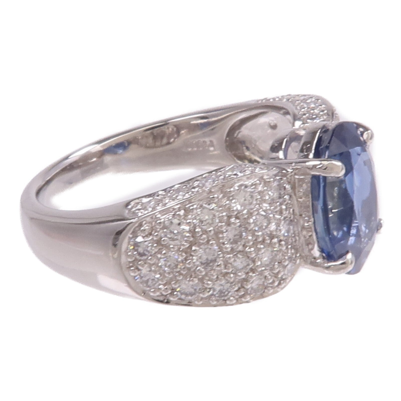 JEWELRY PT900鉑金Sapphire Diamond Ring藍寶石/鑽石戒指US#6.25