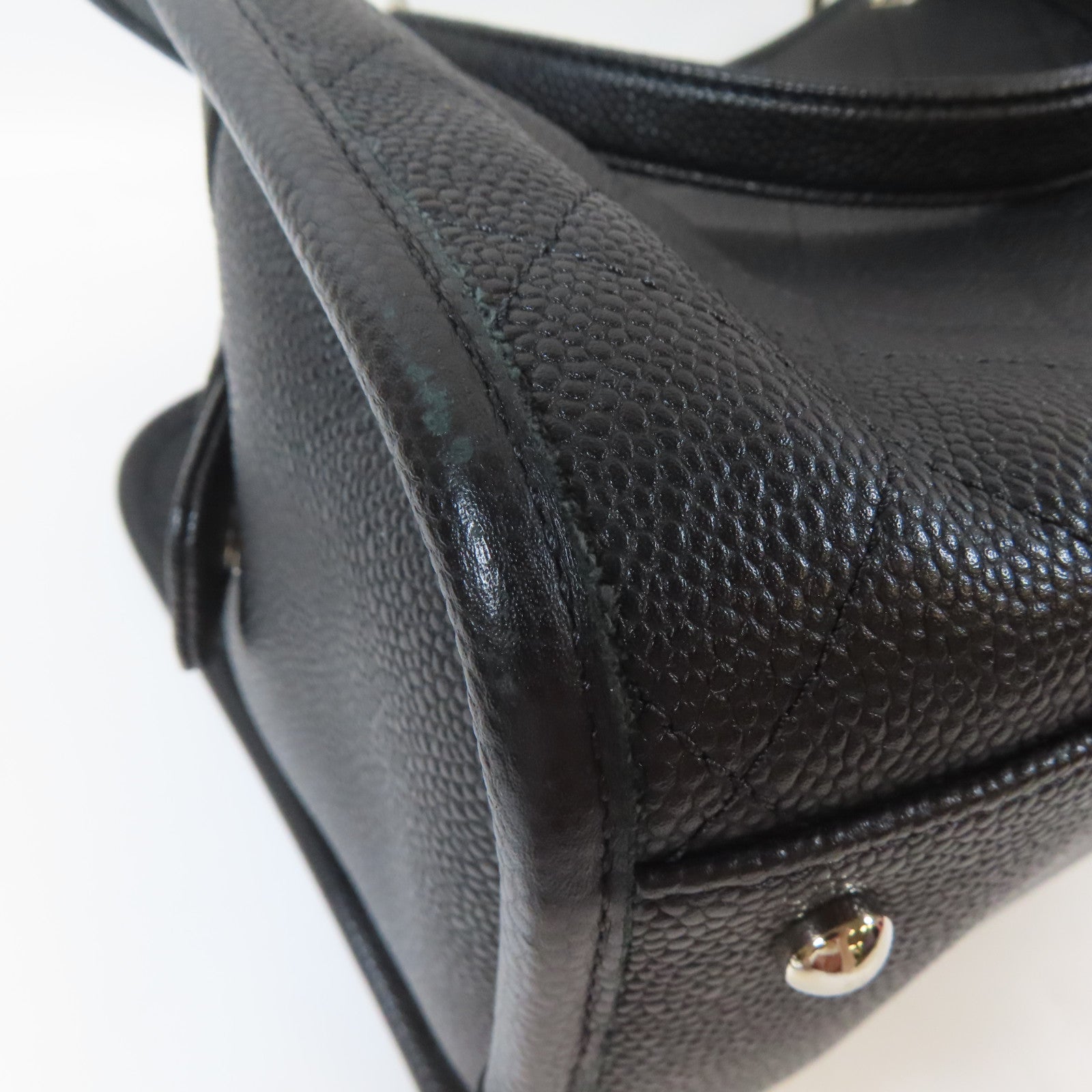 CHANEL 菱格Caviar皮革2 Way Chain Shoulder Bag銀扣手挽肩背兩用袋黑色