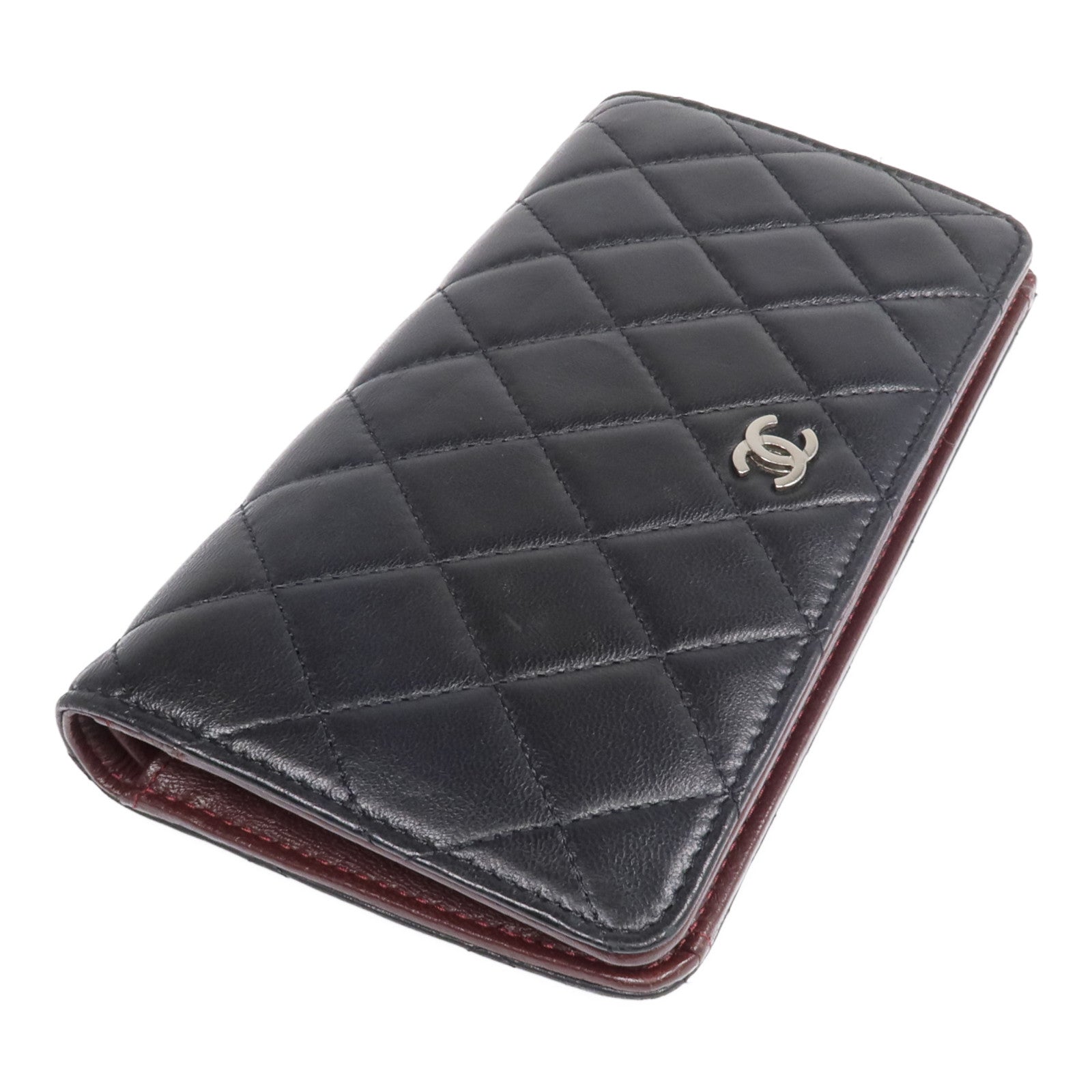 CHANEL 羊皮皮革Long Wallet銀扣長錢包