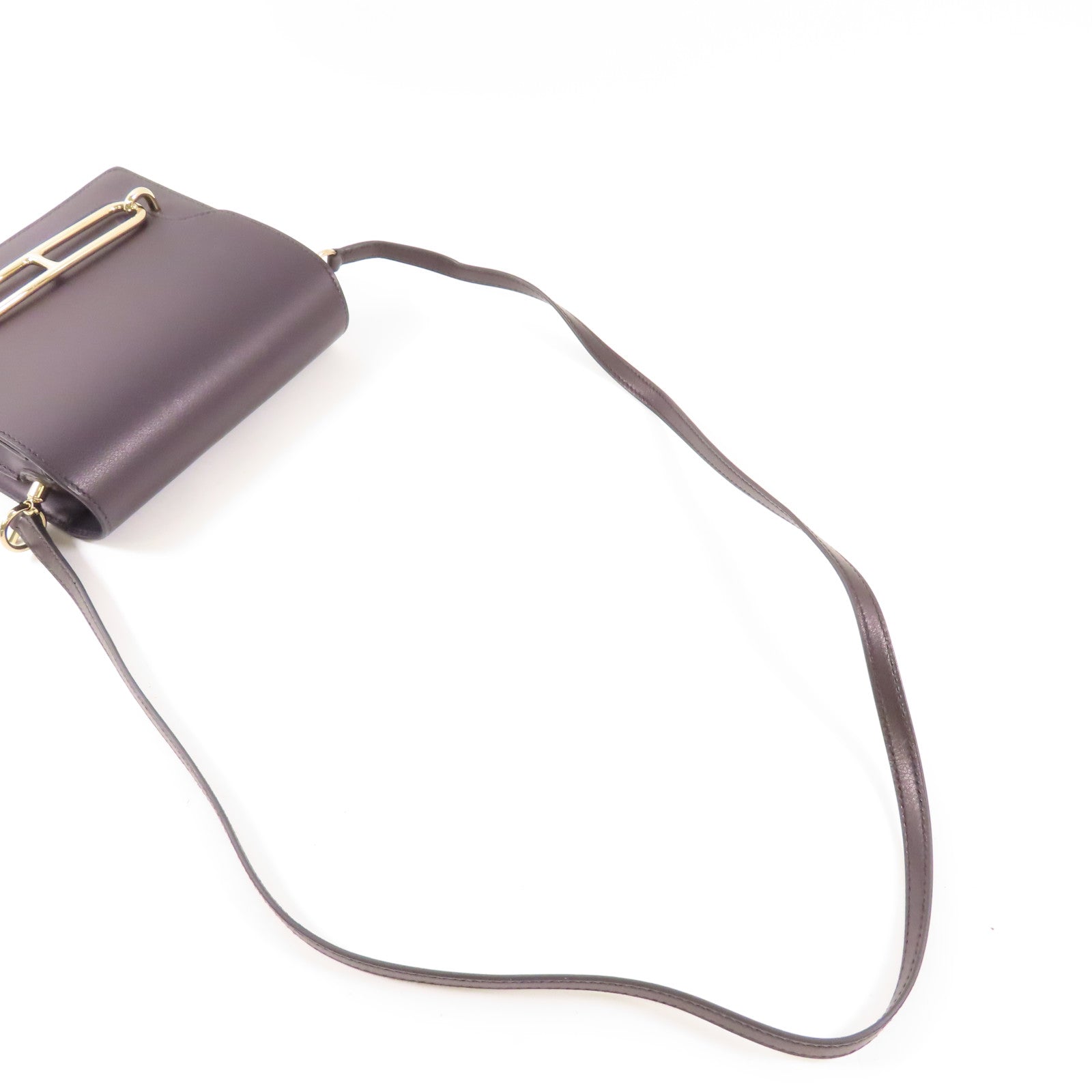 HERMES (PRICE DOWN) GHW Mini Roulis 2 Way Shoulder Bag Evercolor Leather 76 Bleu Indigo