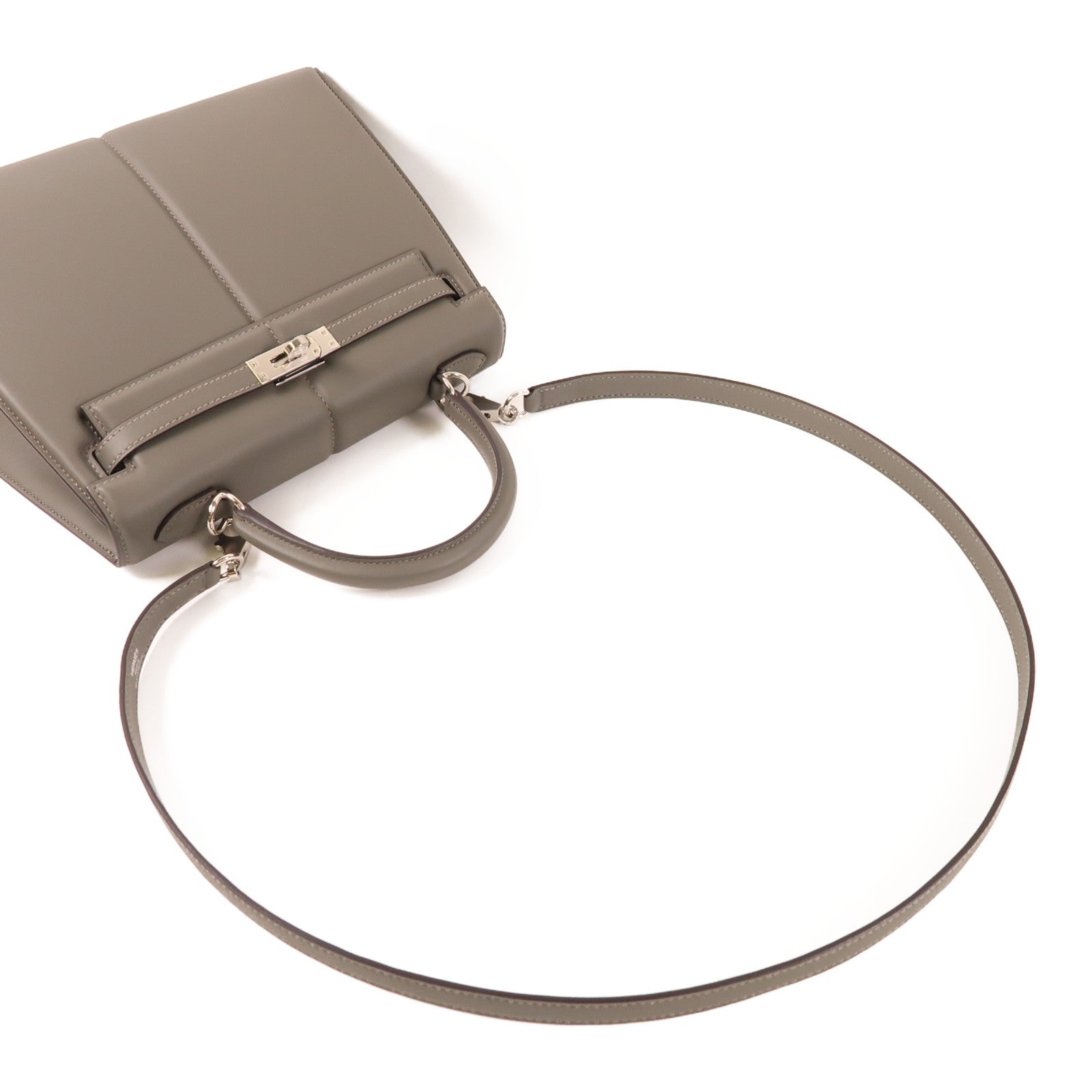 HERMES Swift皮革Kelly 25銀扣手挽肩背兩用袋Gris Meyer