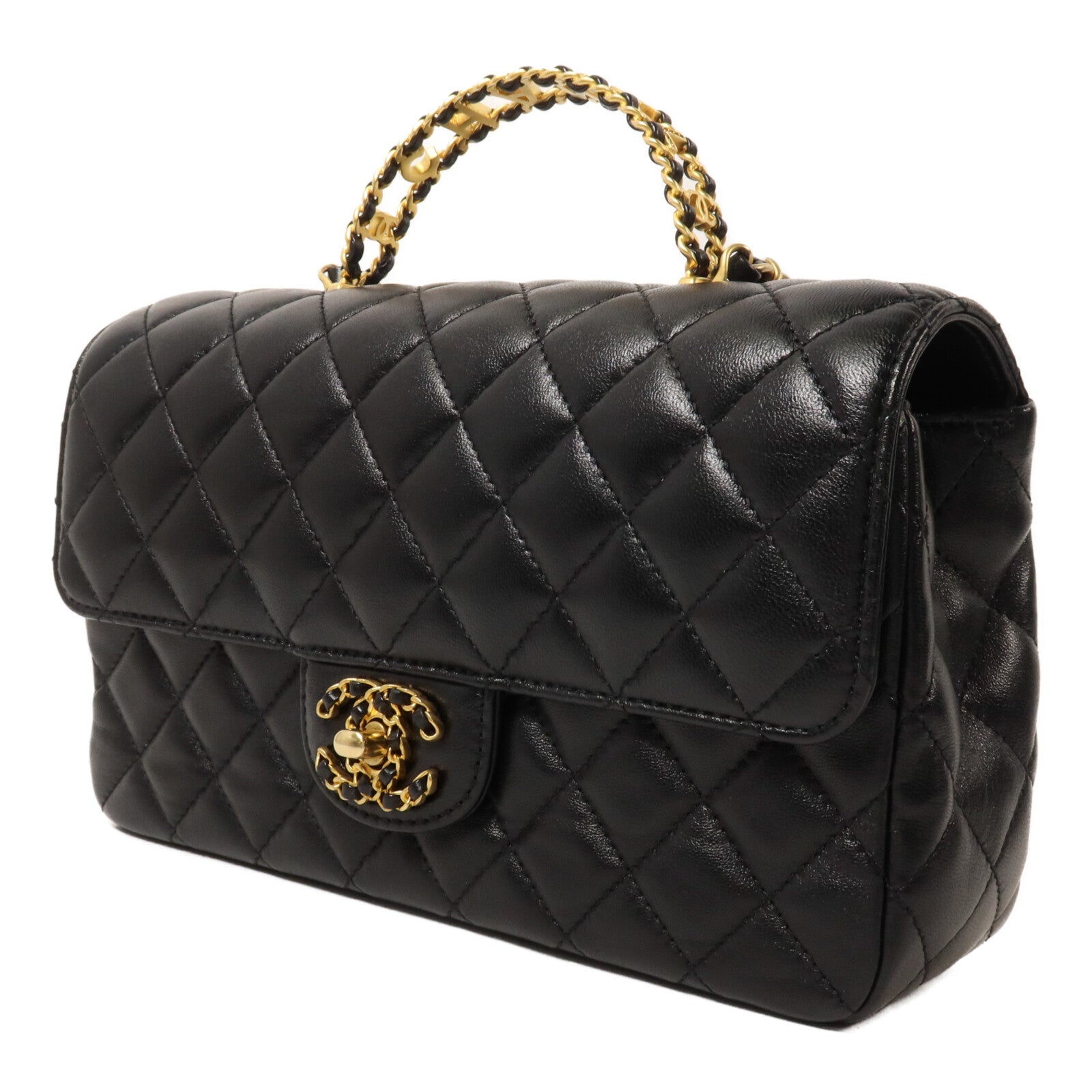 CHANEL 羊皮皮革Chain Shoulder鏈帶手挽肩背兩用袋