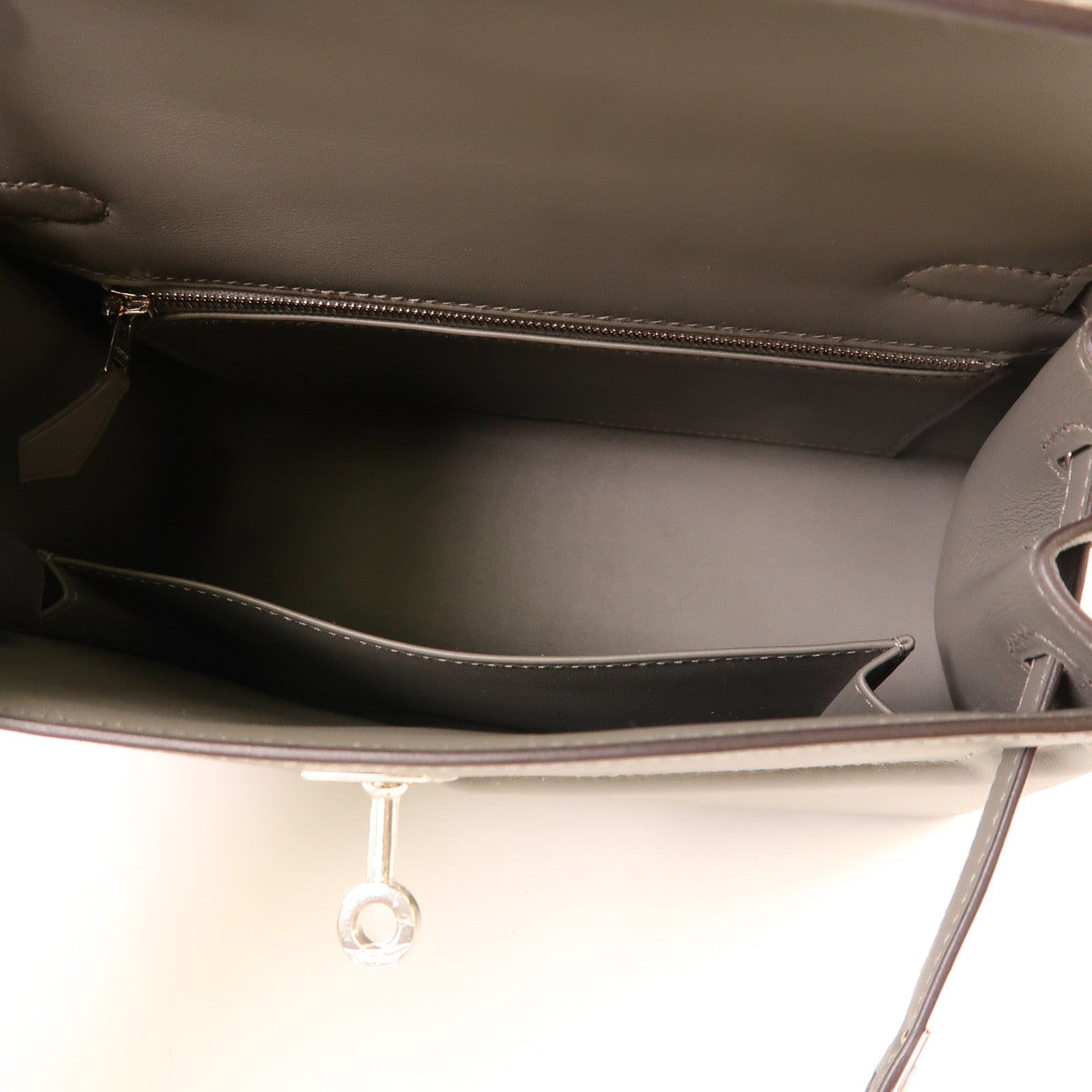 HERMES Swift皮革Kelly 25銀扣手挽肩背兩用袋Gris Meyer