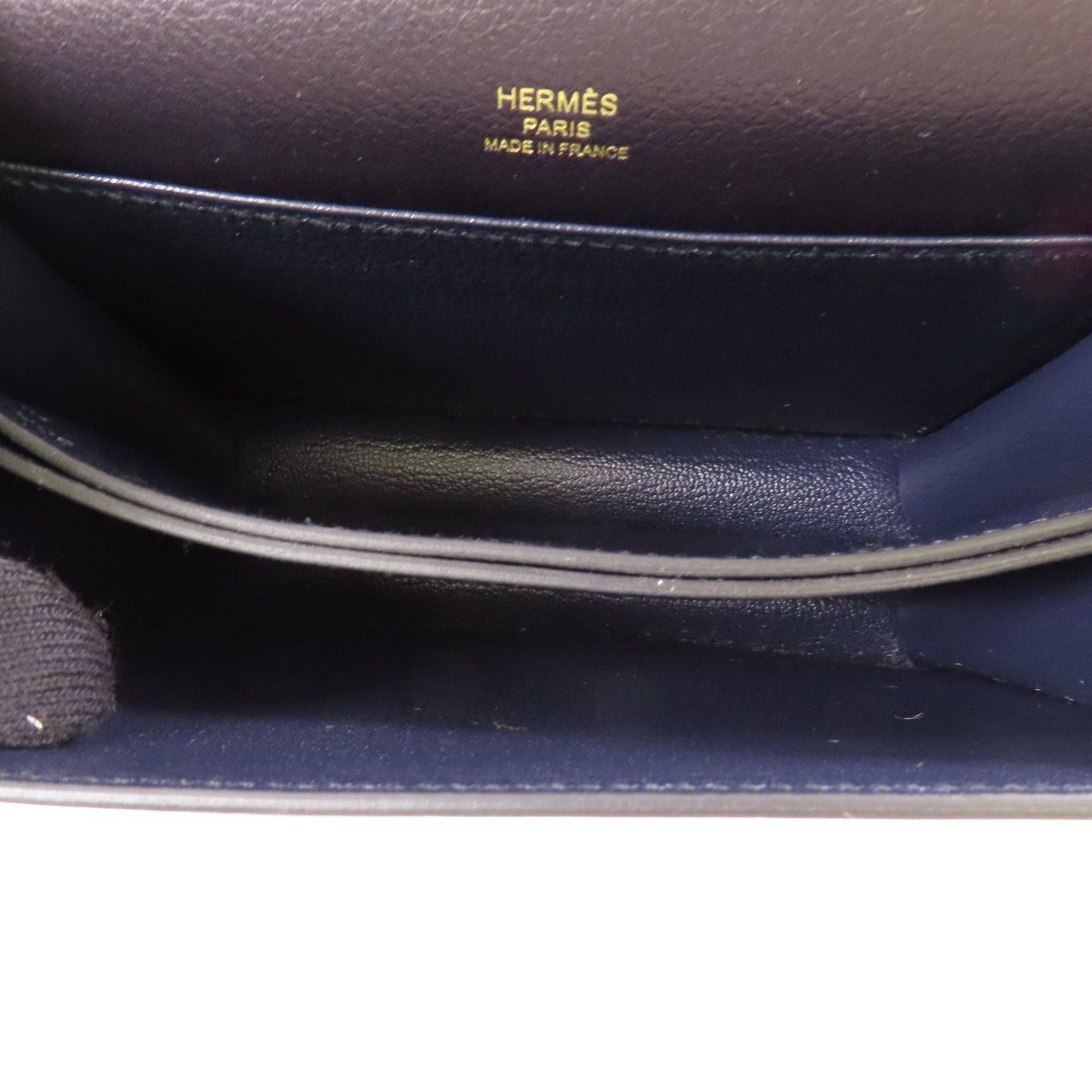 HERMES (PRICE DOWN) GHW Mini Roulis 2 Way Shoulder Bag Evercolor Leather 76 Bleu Indigo