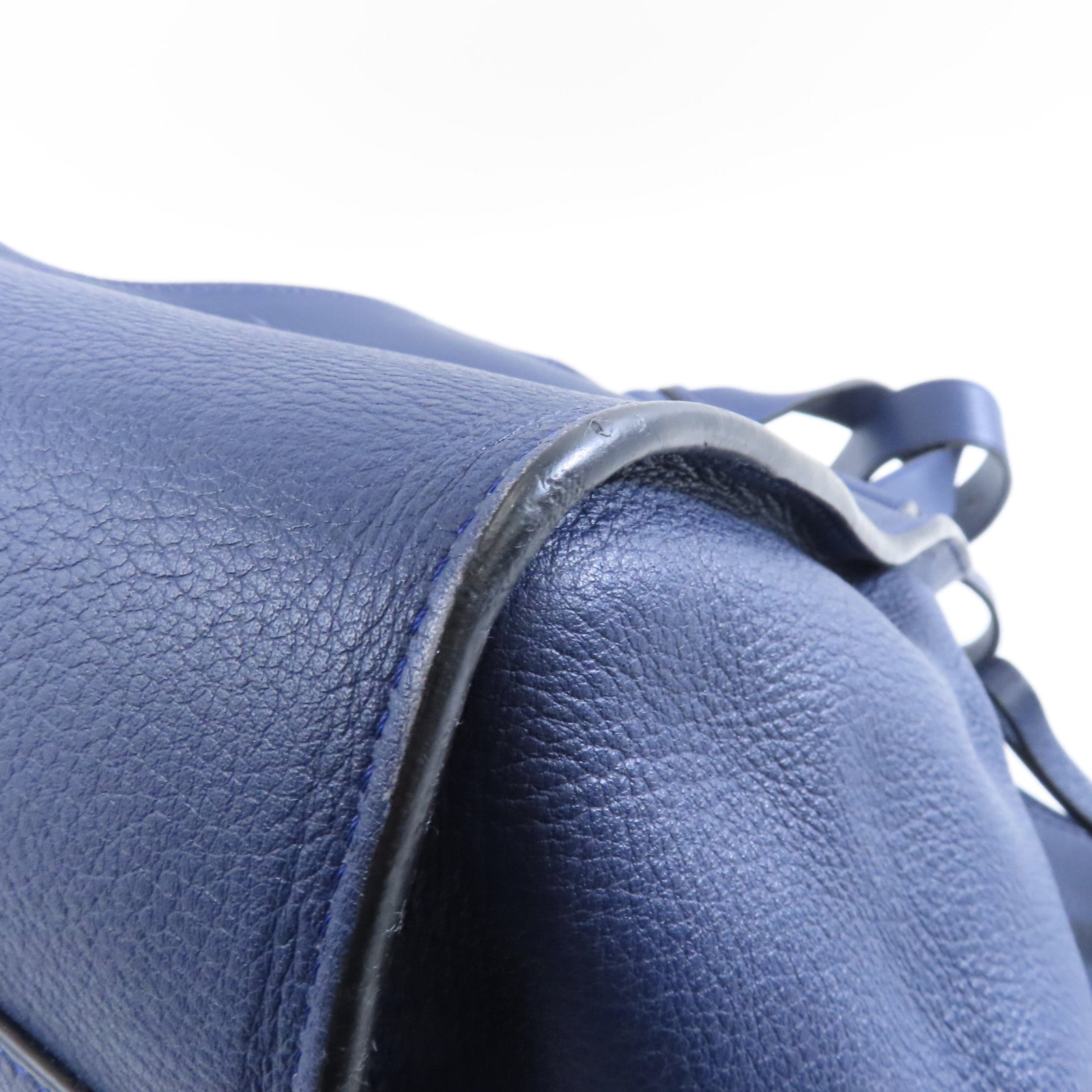 LOEWE 牛皮皮革Hammock銀扣手挽肩背兩用袋藍色