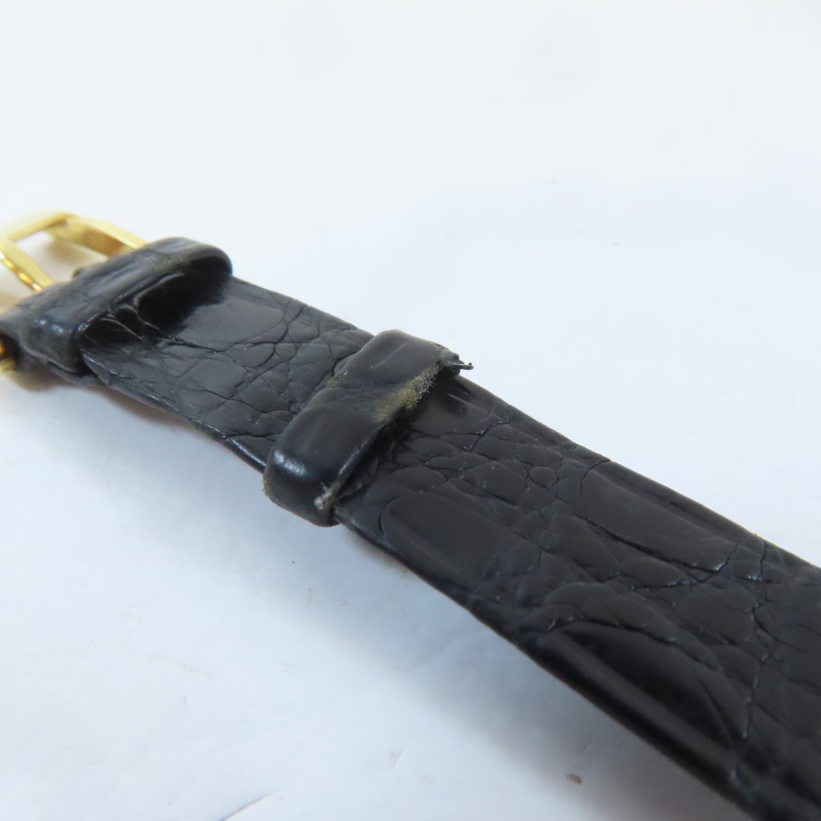PIAGET Chequered 18K黃金/皮革帶手錶手動機芯金色