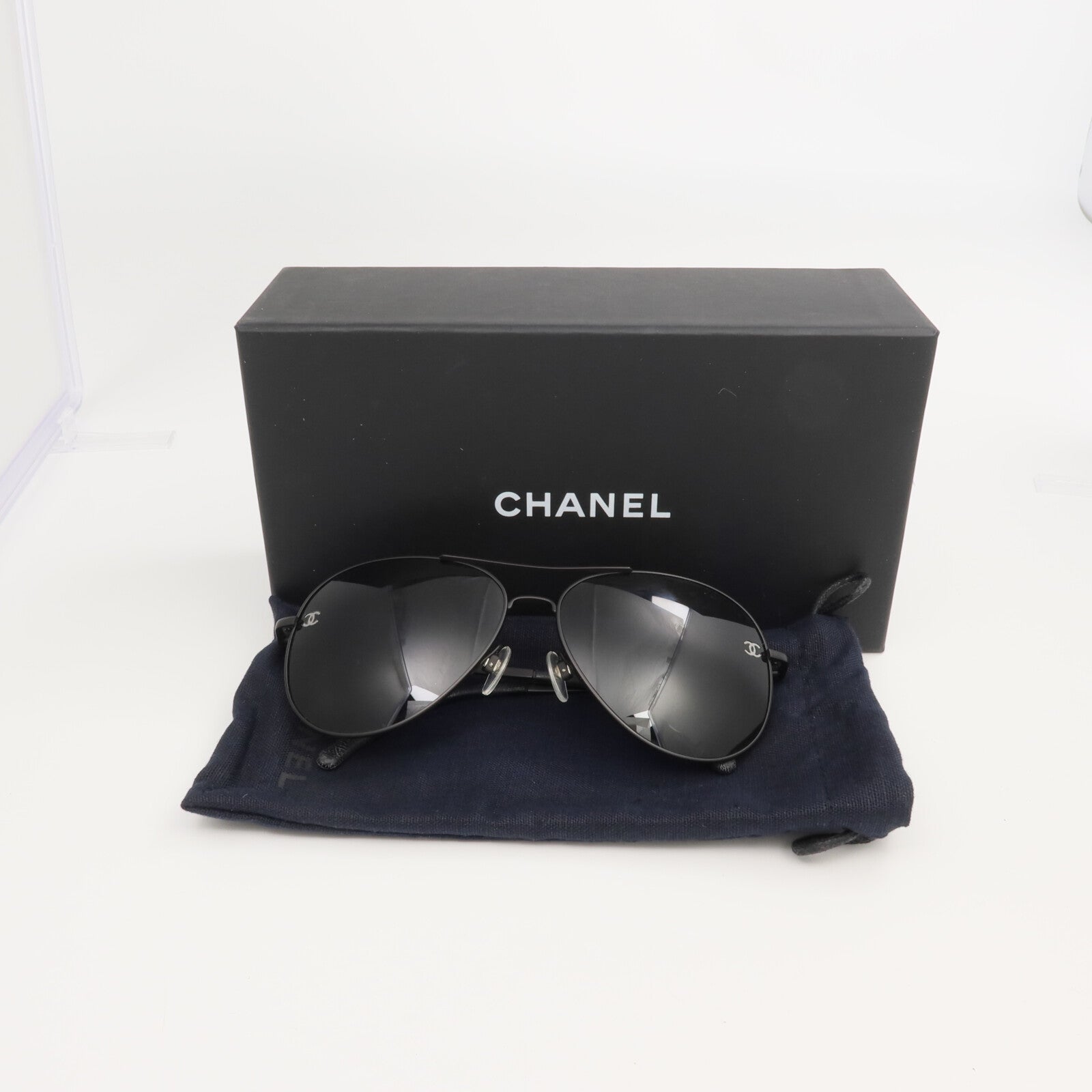 CHANEL 鈦/皮革Sunglasses太陽眼鏡