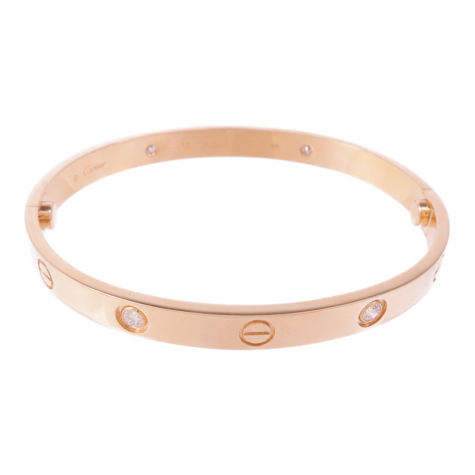 CARTIER 18K玫瑰金Love Bracelet 4 Diamonds鑽石手鐲Cartier#18