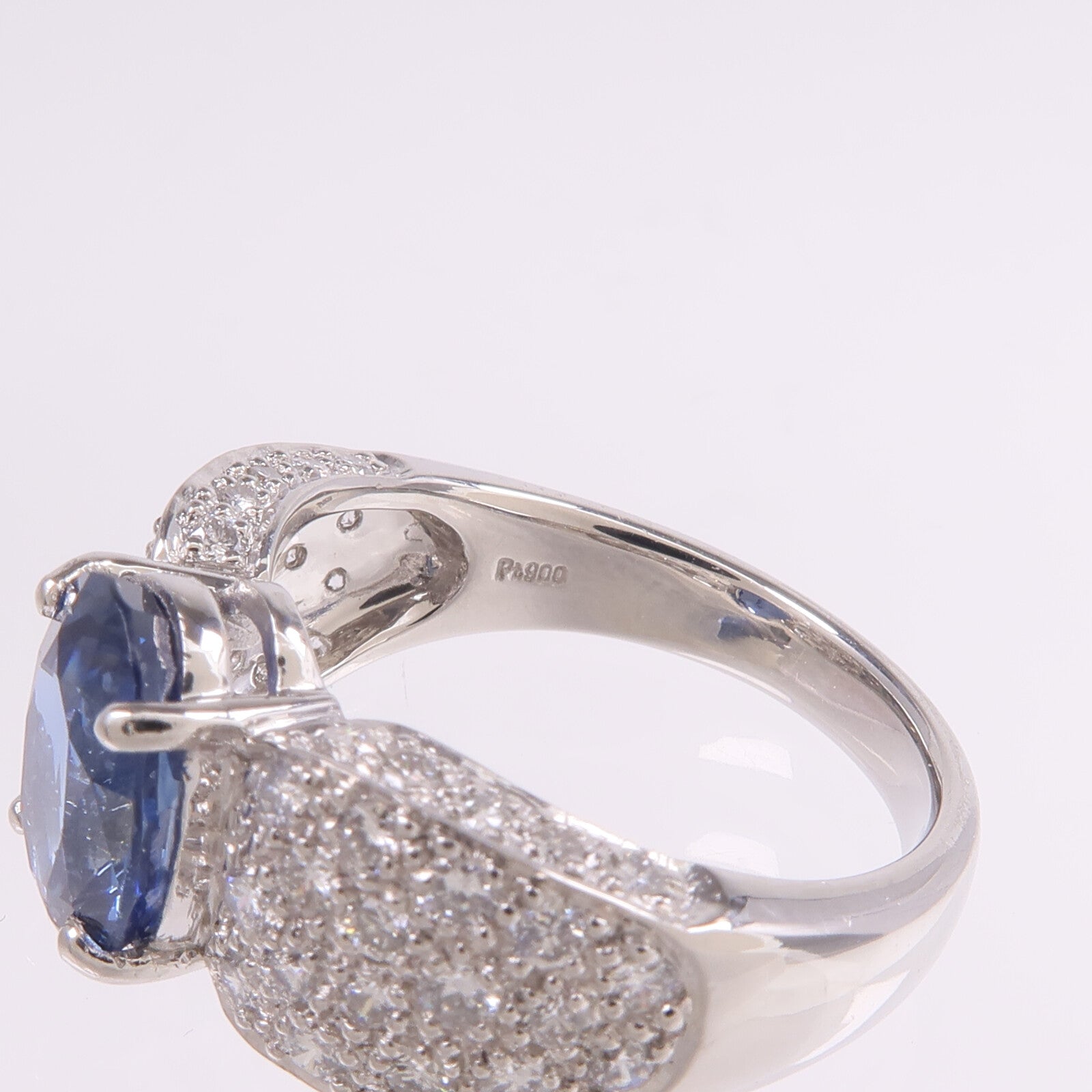 JEWELRY PT900鉑金Sapphire Diamond Ring藍寶石/鑽石戒指US#6.25