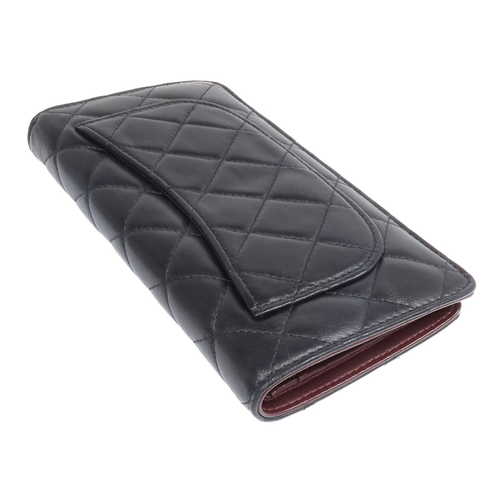 CHANEL 羊皮皮革Long Wallet銀扣長錢包