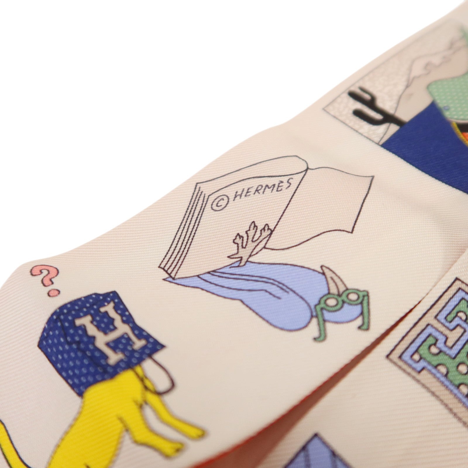 HERMES 絲質A Vos Crayons et Carre Libre Twilly絲巾