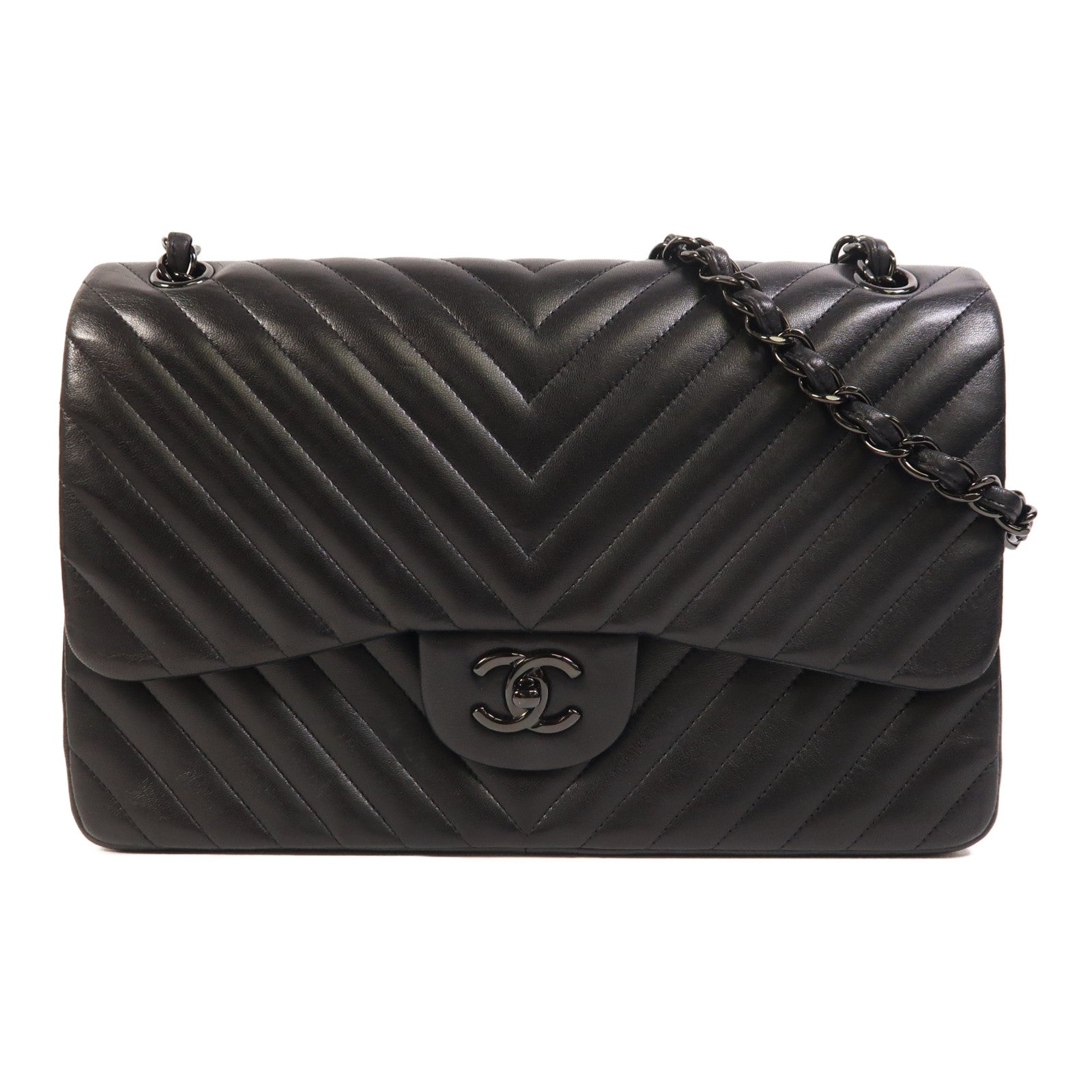 CHANEL 羊皮皮革Classic Jumbo鏈帶肩背袋