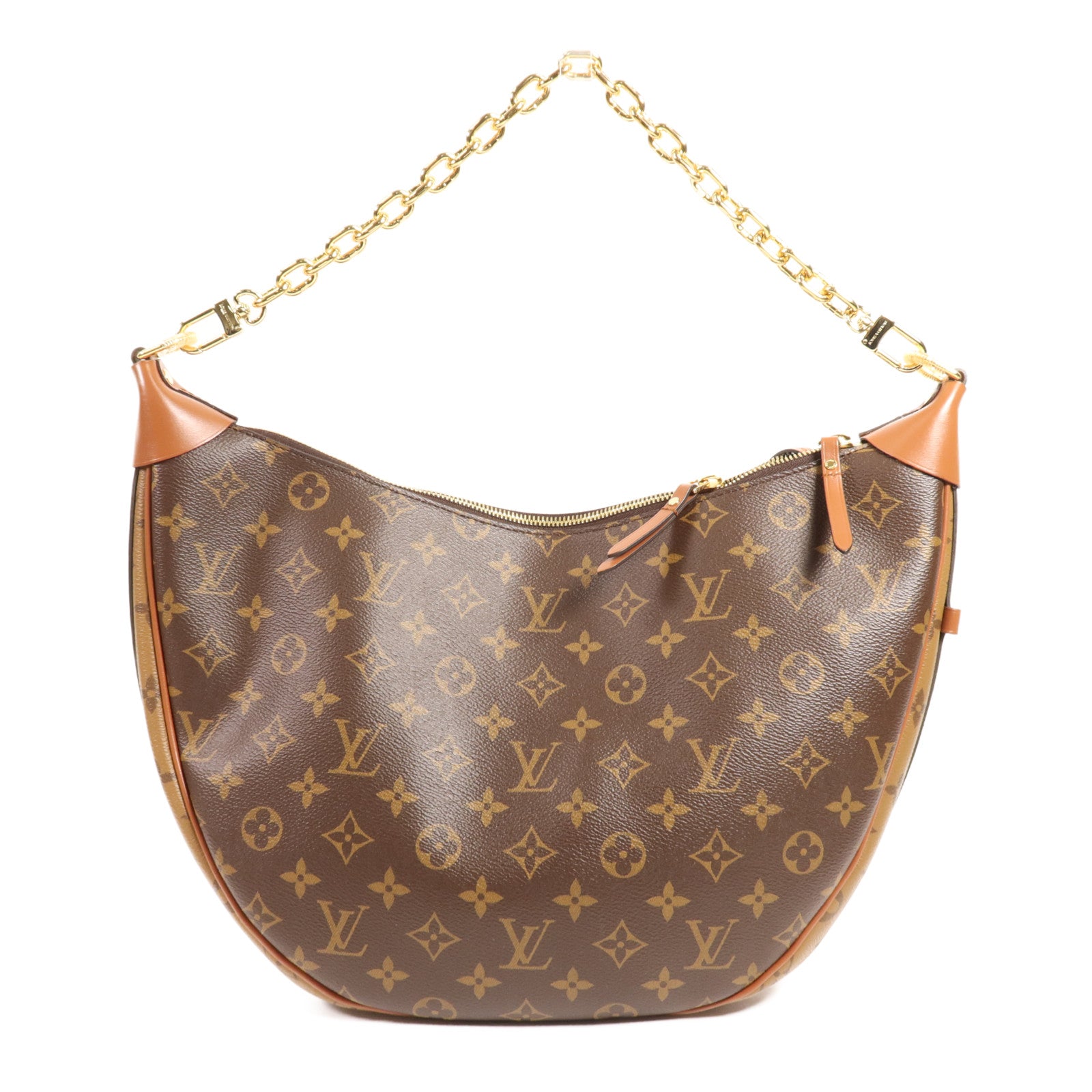 LOUIS VUITTON Monogram Reverse Loop Hobo金扣手挽肩背兩用袋