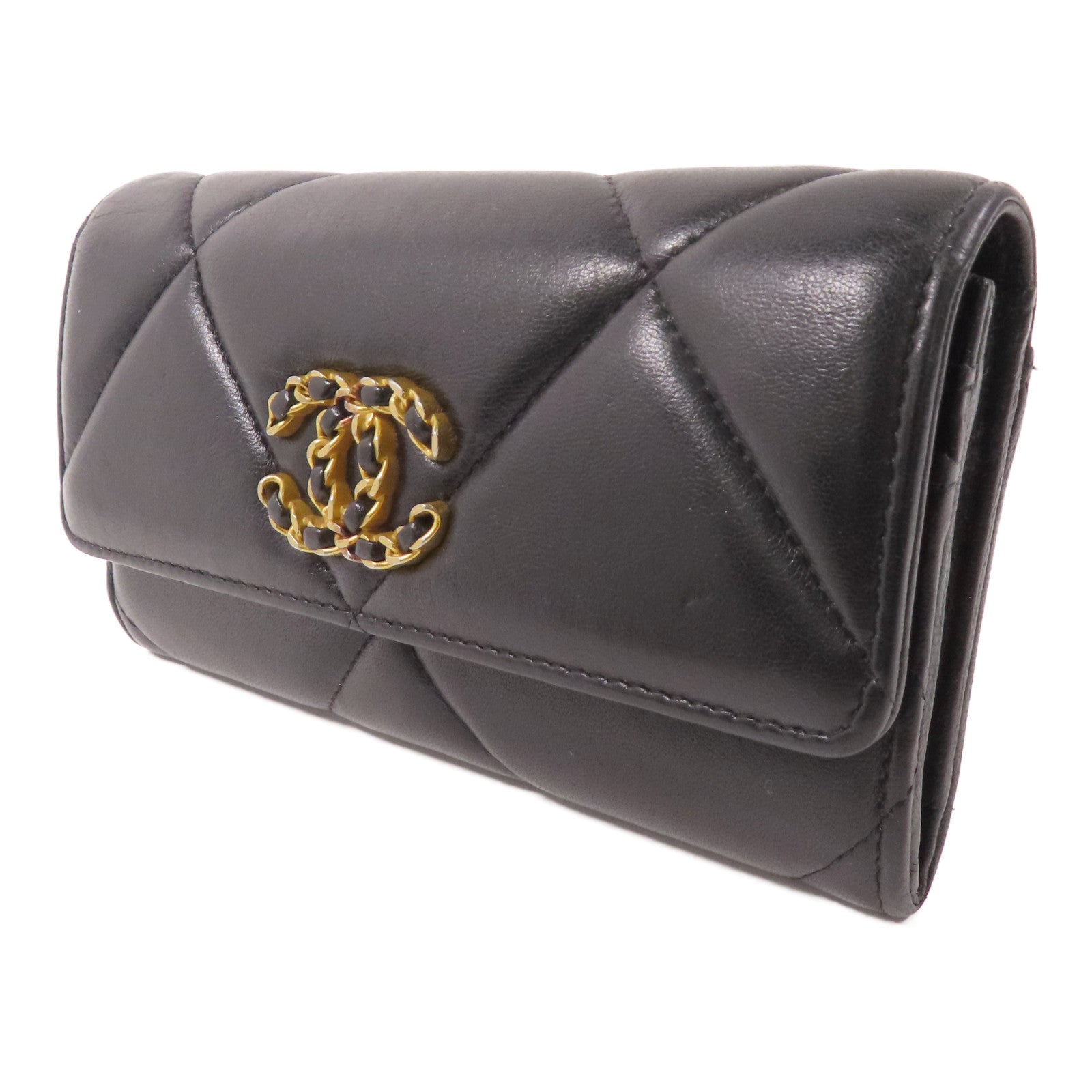 CHANEL 羊皮皮革Long Wallet金扣長錢包