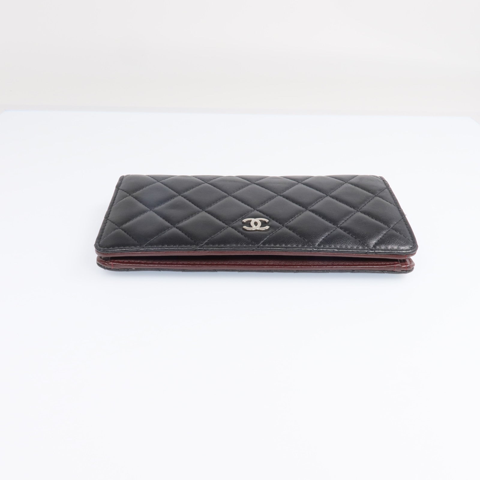 CHANEL 羊皮皮革Long Wallet銀扣長錢包