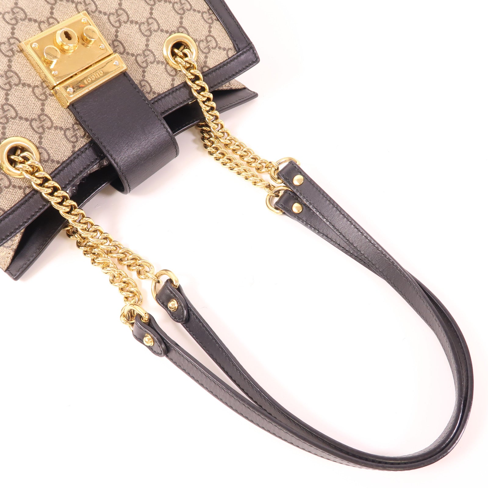 GUCCI 塗層帆布/皮革Padlock金扣肩背袋