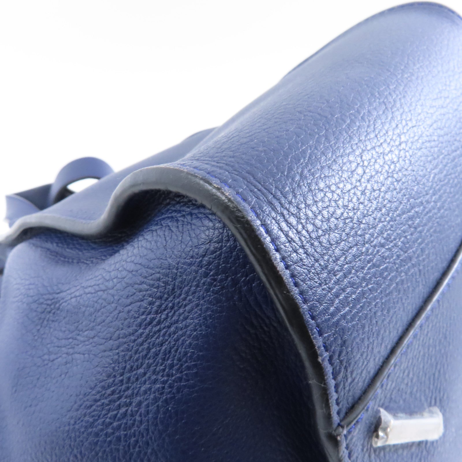 LOEWE 牛皮皮革Hammock銀扣手挽肩背兩用袋藍色