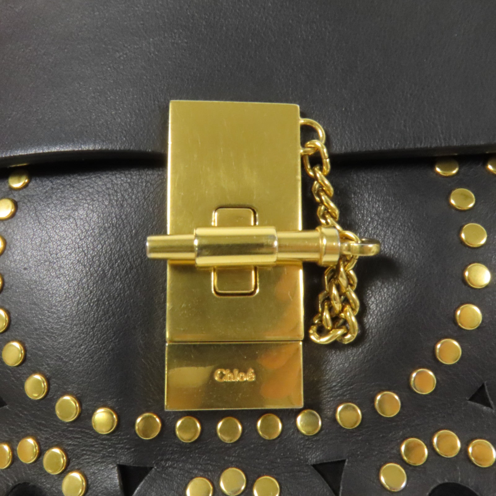 Chloe 牛皮皮革Drew金扣鏈帶肩背袋