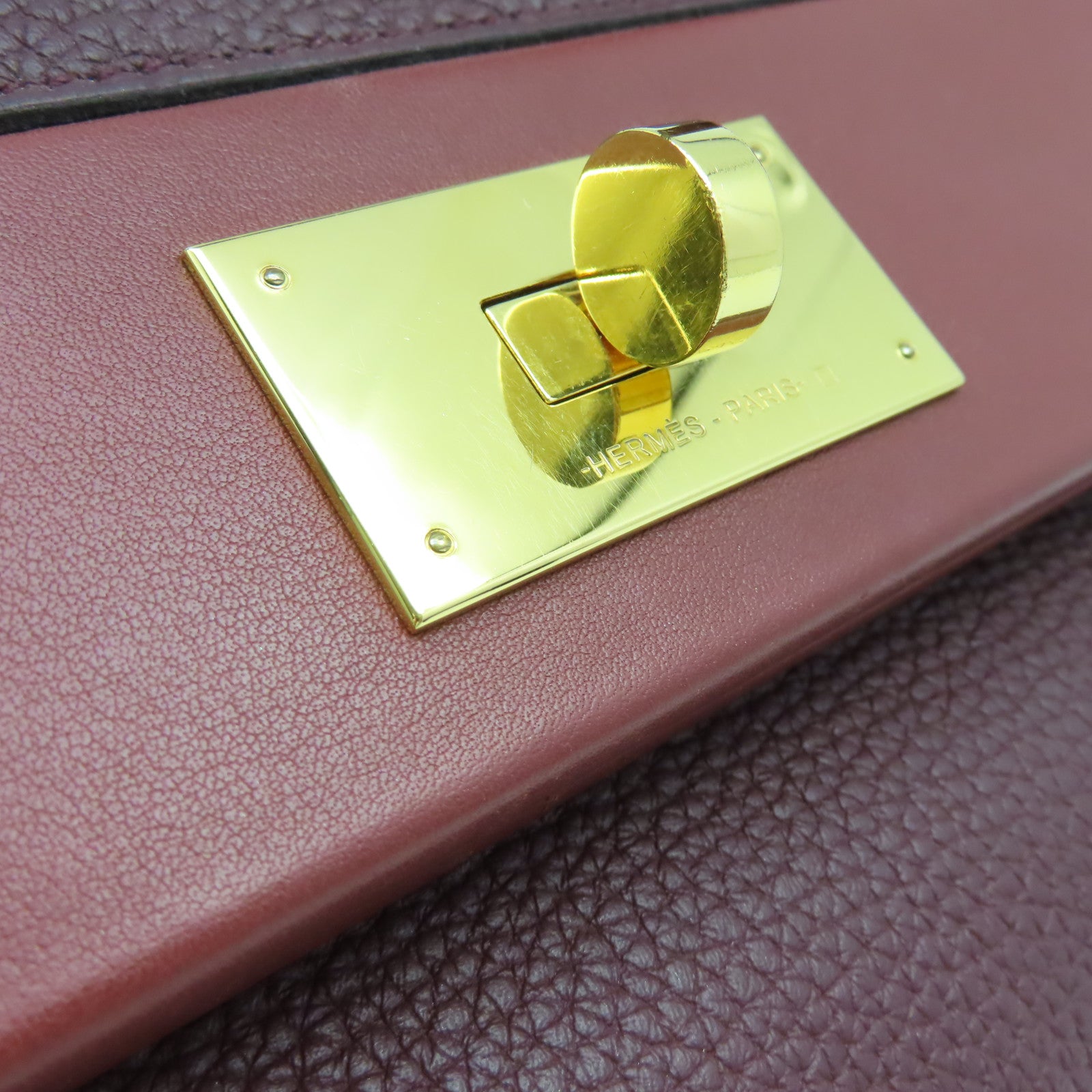 HERMES 【激減優惠】Clemence皮革24/24 29cm 2Way Shoulder Bag金扣手挽肩背兩用袋Bordeaux波爾多酒紅色