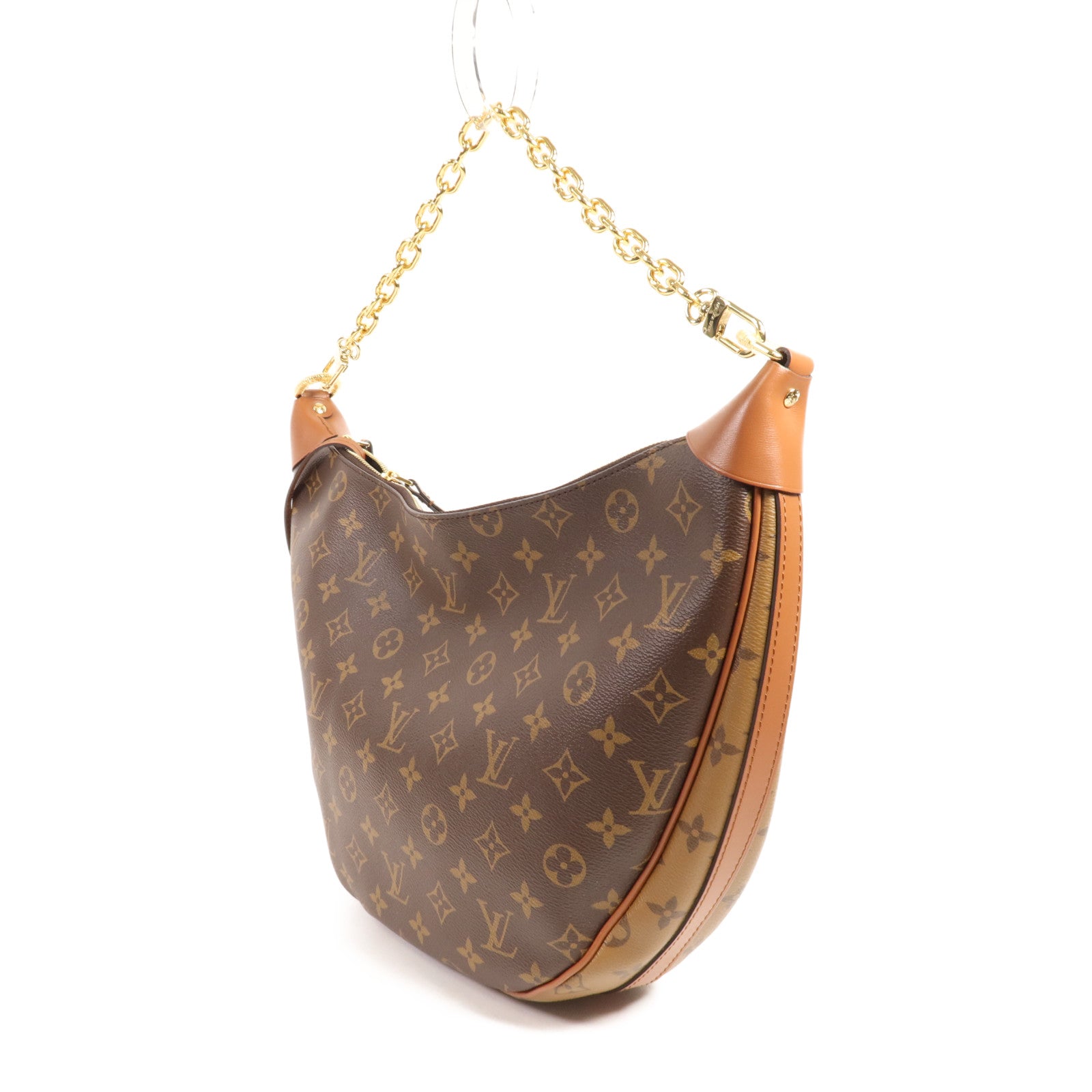 LOUIS VUITTON Monogram Reverse Loop Hobo金扣手挽肩背兩用袋