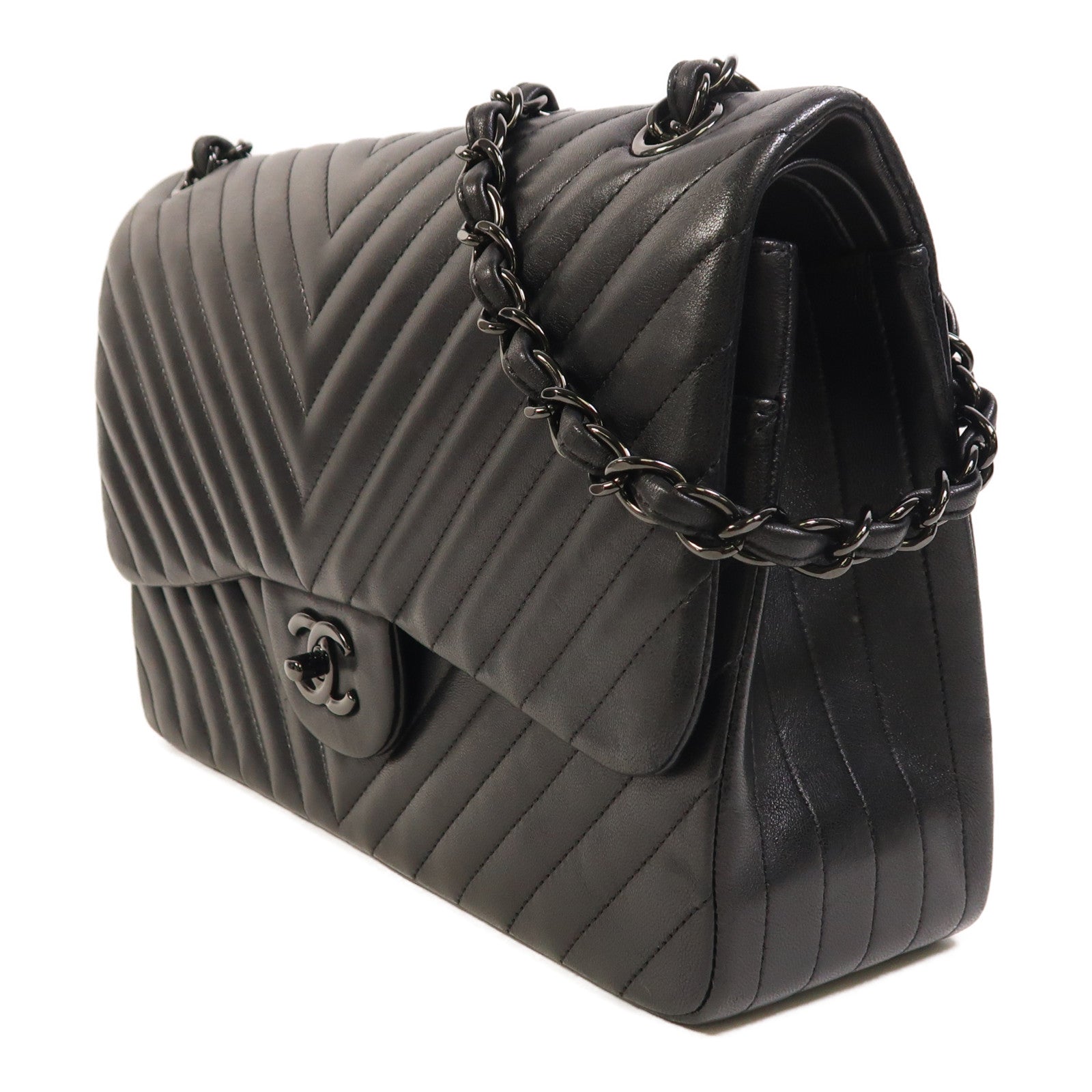 CHANEL 羊皮皮革Classic Jumbo鏈帶肩背袋