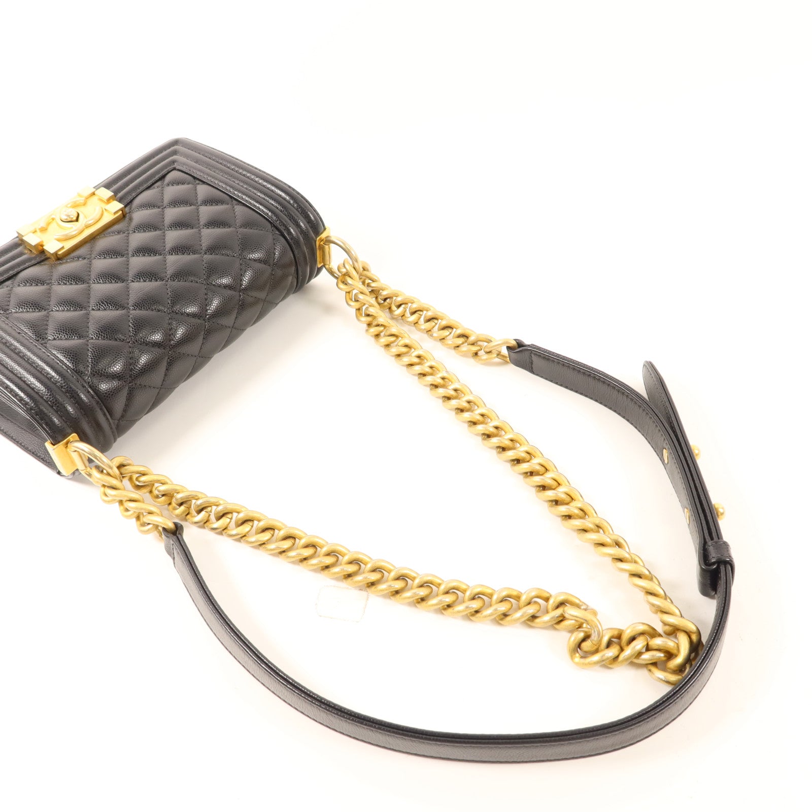 CHANEL 牛皮皮革Boy 20金扣鏈帶肩背袋