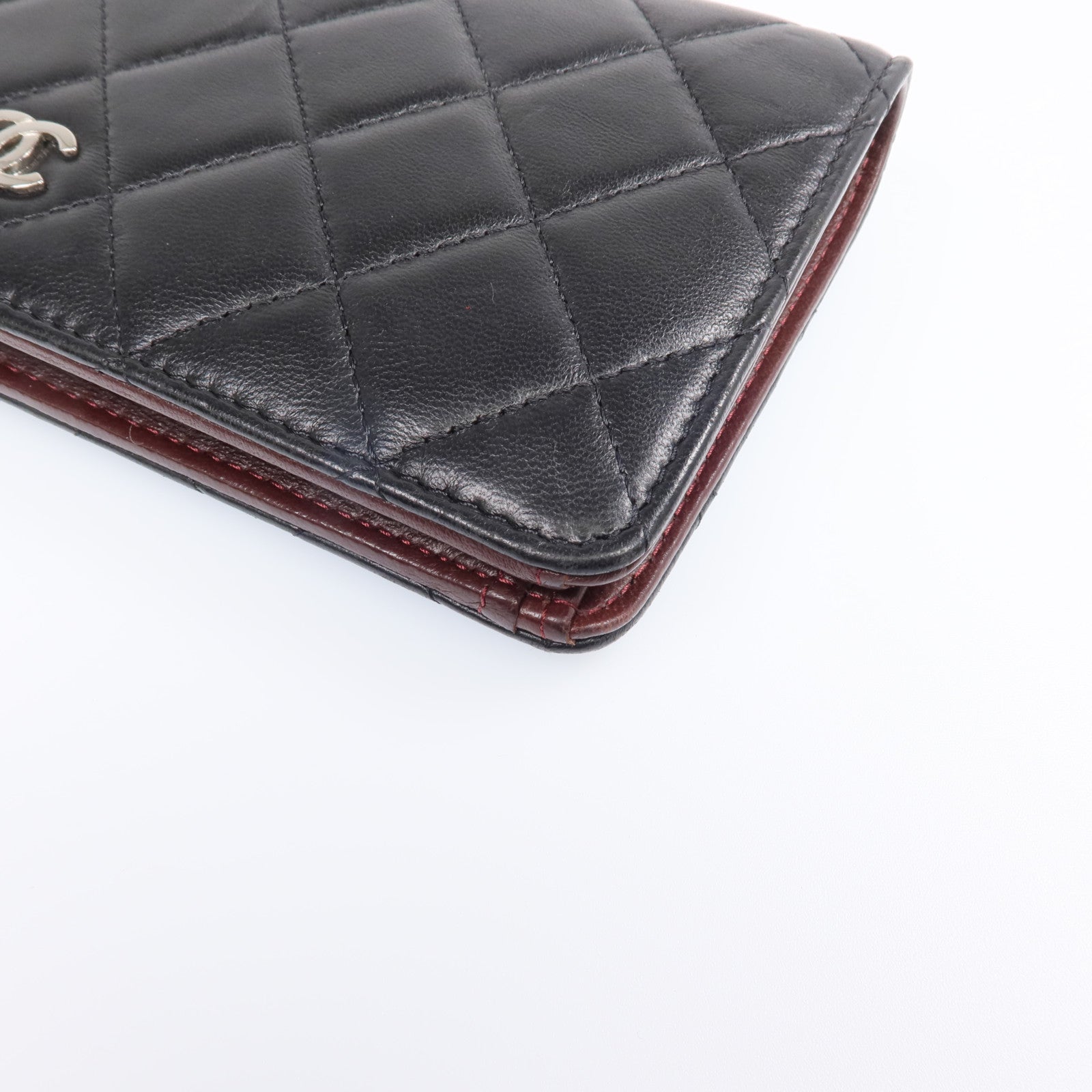 CHANEL 羊皮皮革Long Wallet銀扣長錢包