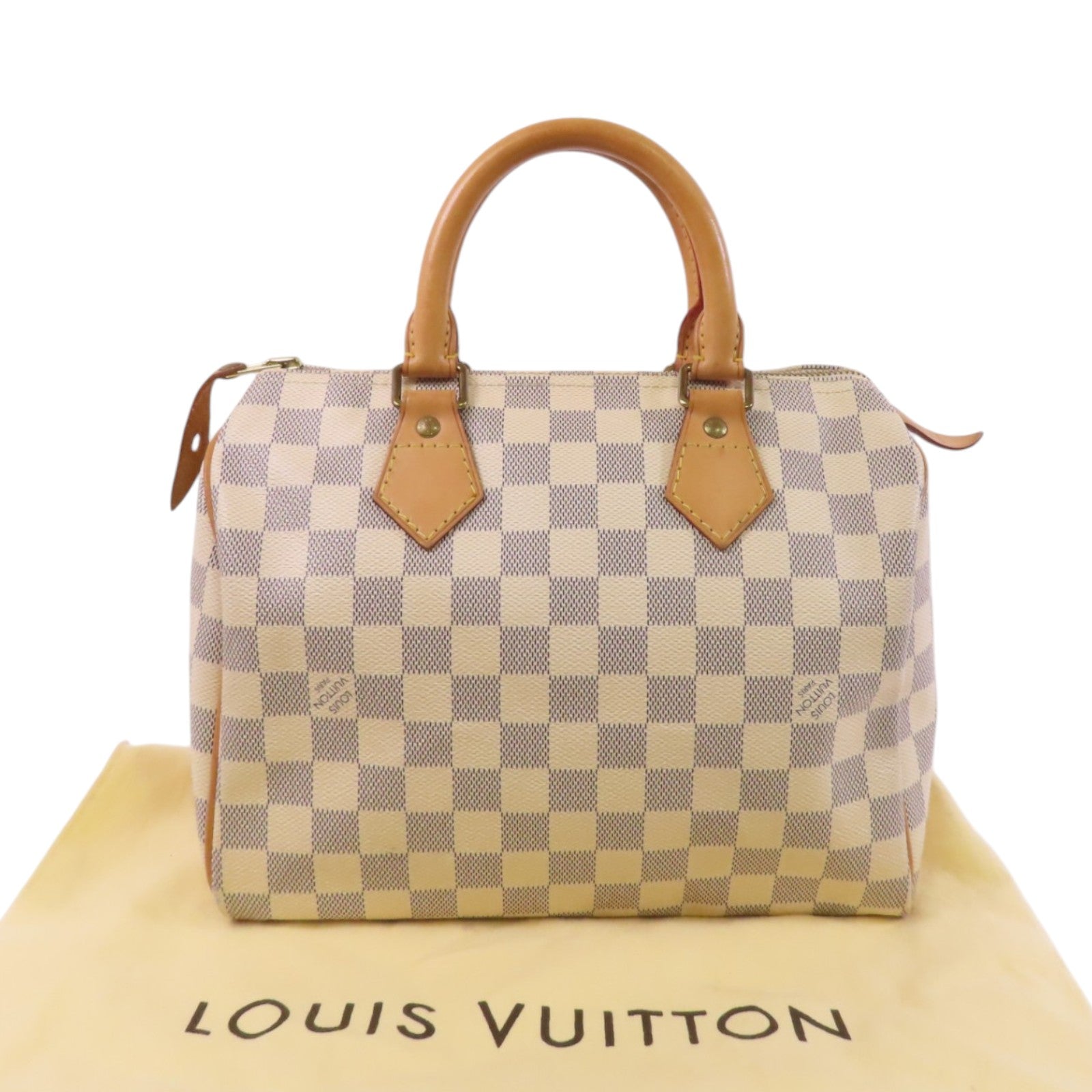 LOUIS VUITTON Damier Azur Speedy 25金扣手挽袋
