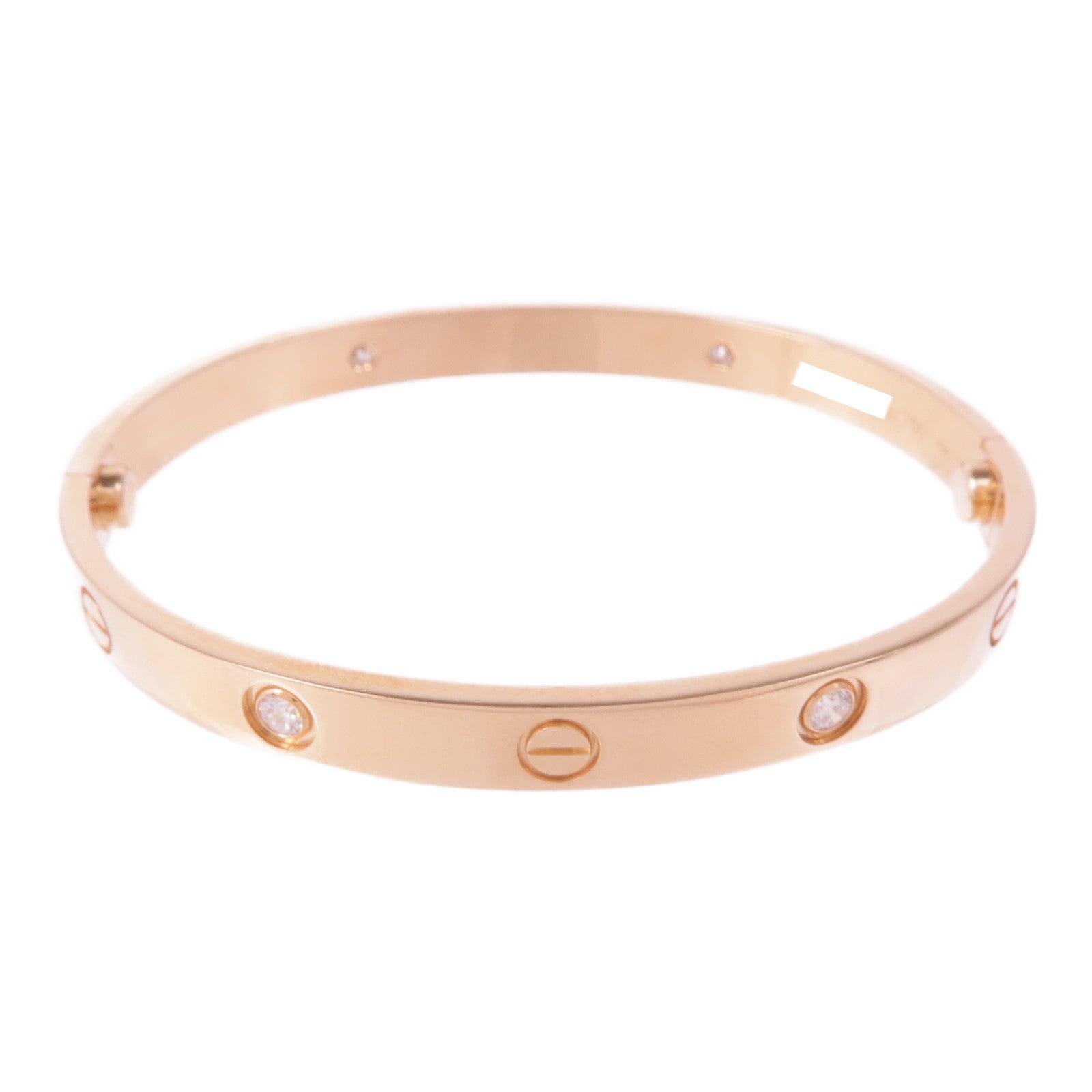 CARTIER 18K玫瑰金Love Bracelet 4 Diamonds鑽石手鐲Cartier#18