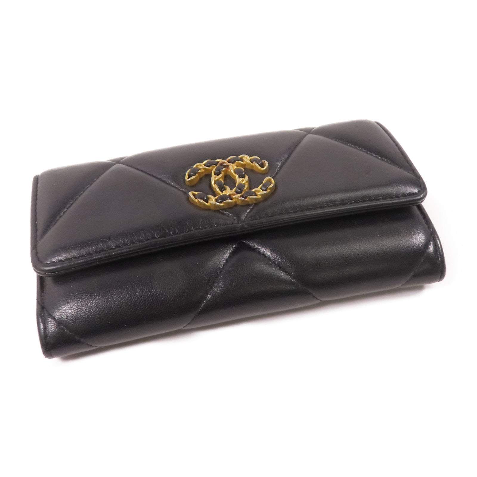 CHANEL 羊皮皮革Long Wallet金扣長錢包