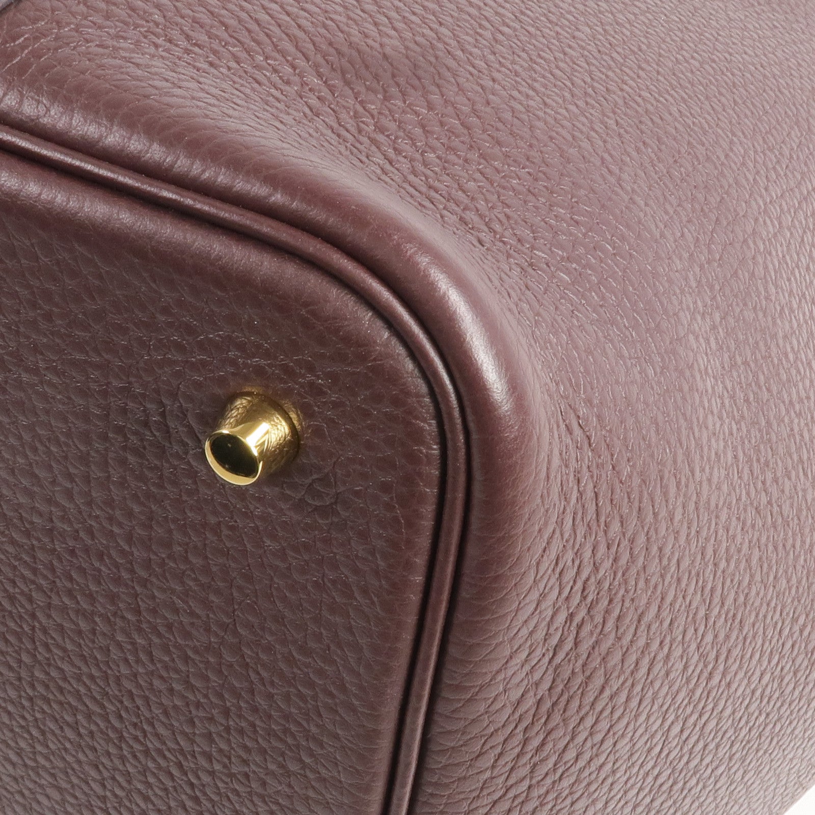 HERMES Clemence皮革Picotin MM金扣手挽袋Rouge Sellier