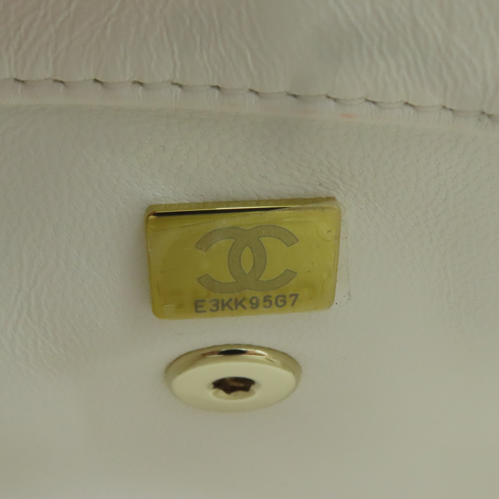 CHANEL 【激減優惠】菱格羊皮皮革Top Handle Mini Flap金扣鏈帶手挽肩背兩用袋白色