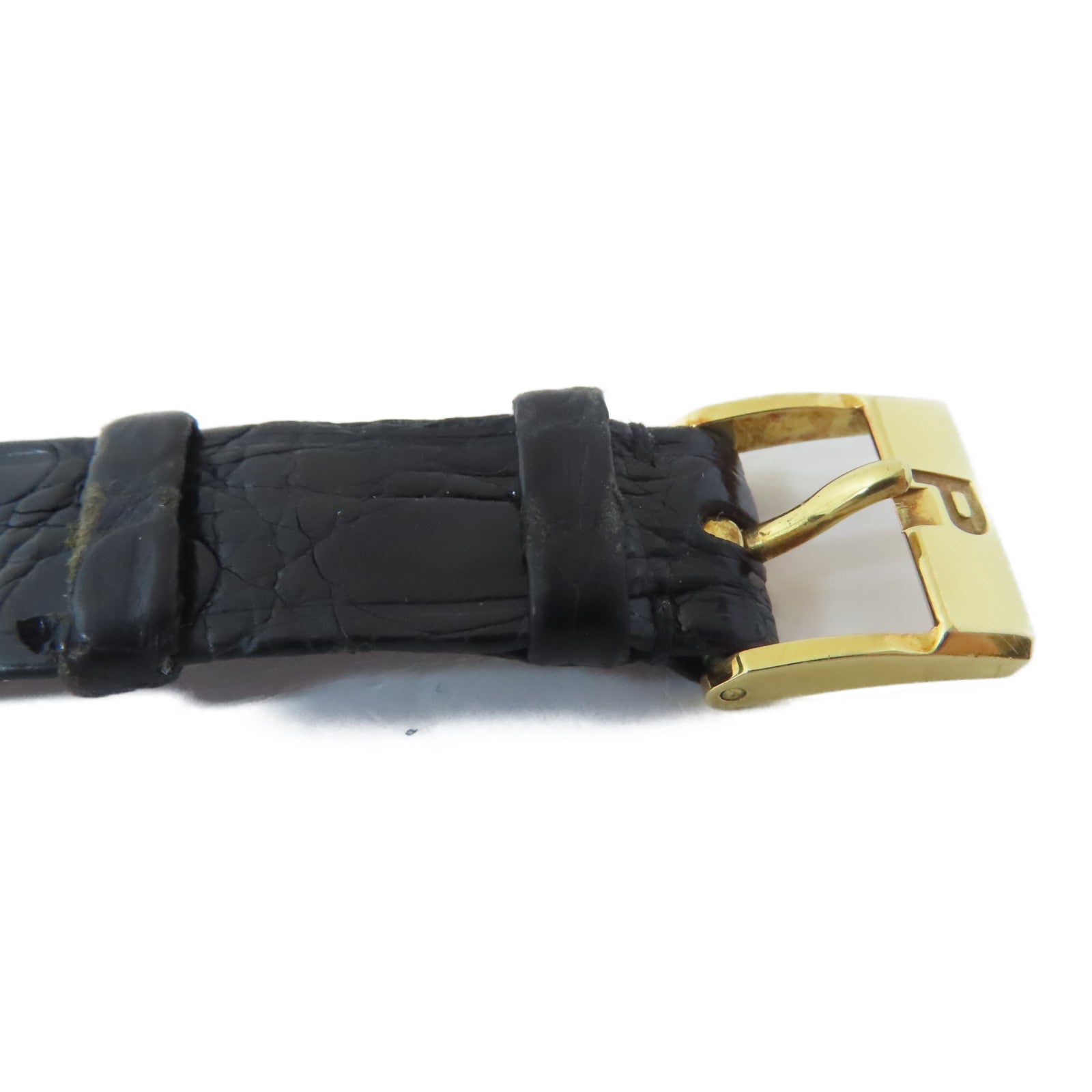 PIAGET Chequered 18K黃金/皮革帶手錶手動機芯金色