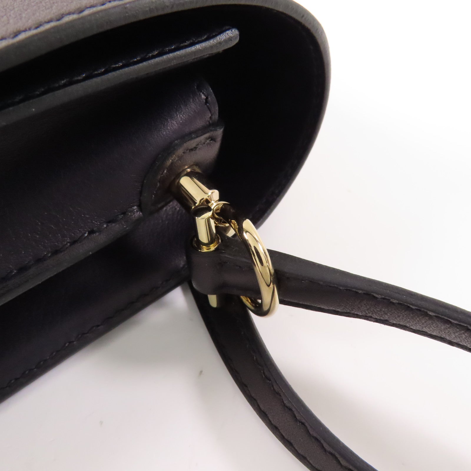 HERMES (PRICE DOWN) GHW Mini Roulis 2 Way Shoulder Bag Evercolor Leather 76 Bleu Indigo