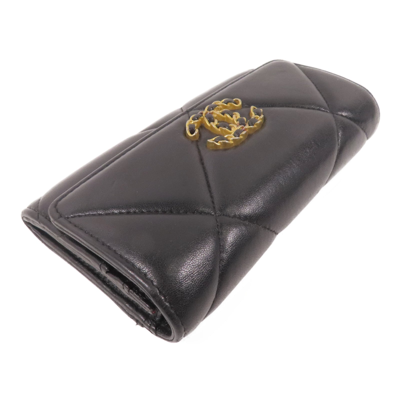 CHANEL 羊皮皮革Long Wallet金扣長錢包