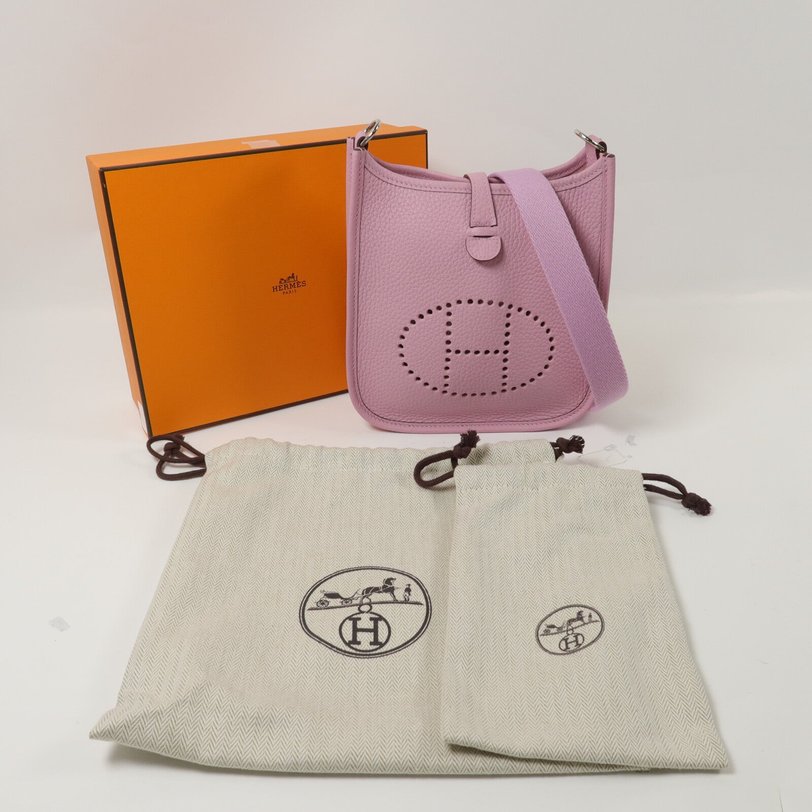 HERMES Clemence皮革Evelyne TPM肩背袋Mauve Sylvestre