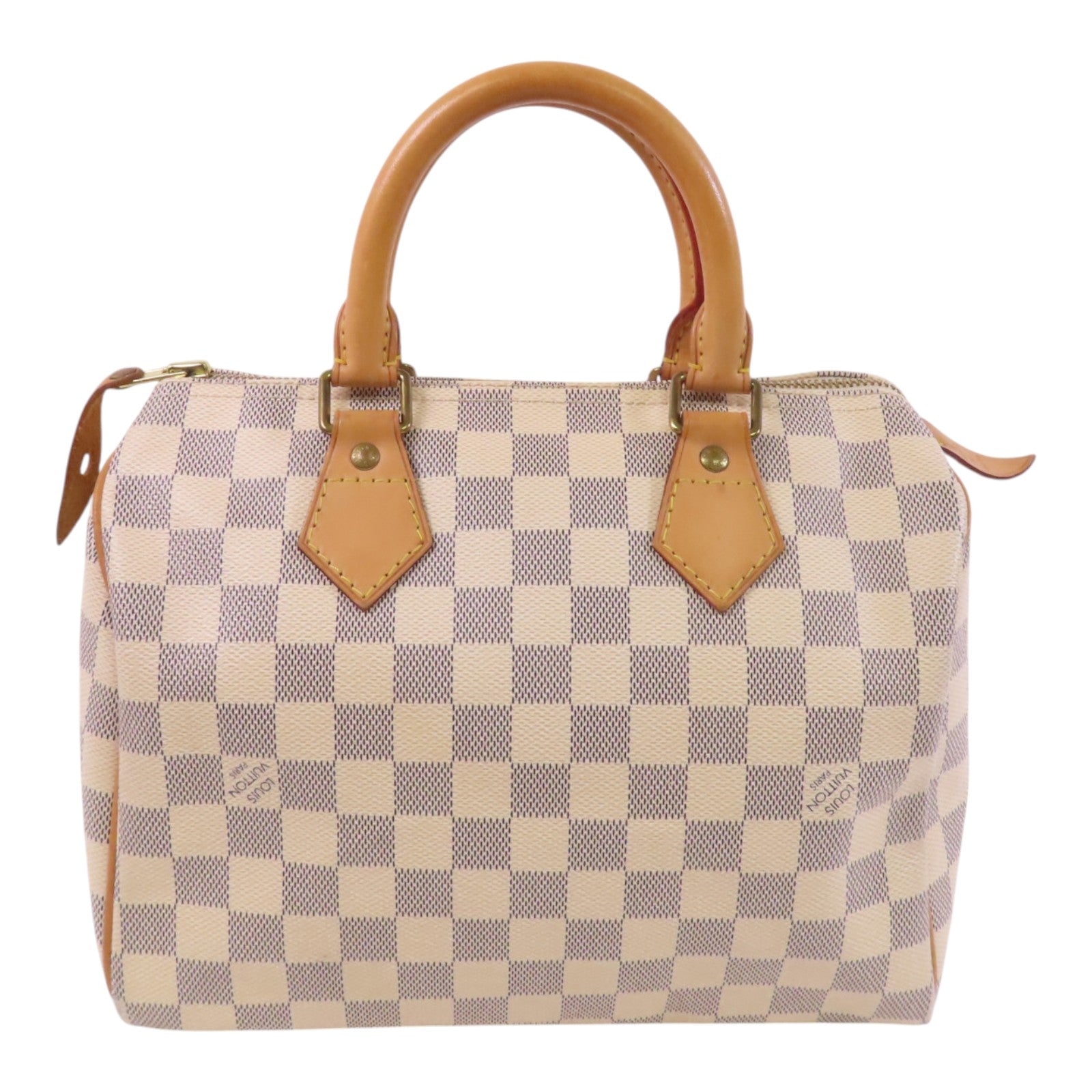LOUIS VUITTON Damier Azur Speedy 25金扣手挽袋