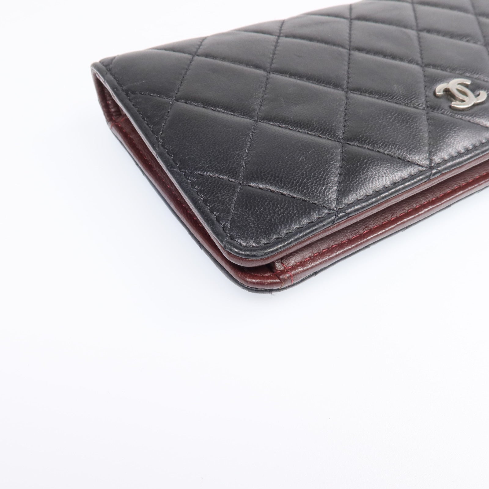 CHANEL 羊皮皮革Long Wallet銀扣長錢包