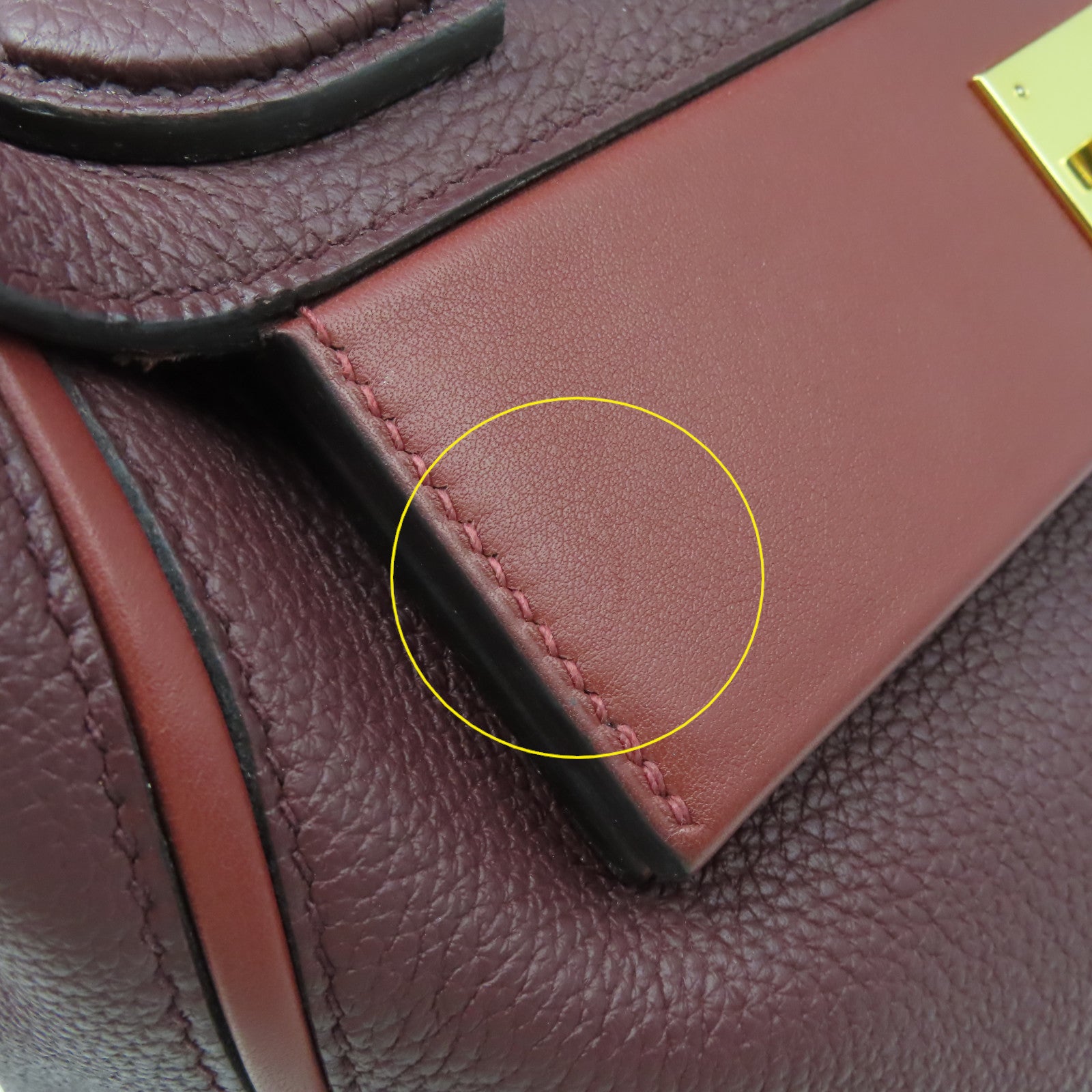 HERMES 【激減優惠】Clemence皮革24/24 29cm 2Way Shoulder Bag金扣手挽肩背兩用袋Bordeaux波爾多酒紅色