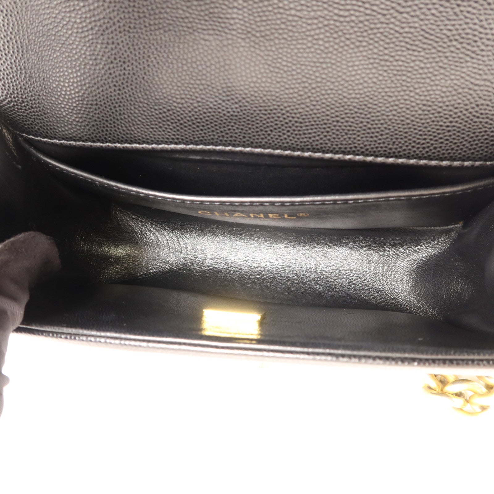 CHANEL 牛皮皮革Boy 20金扣鏈帶肩背袋