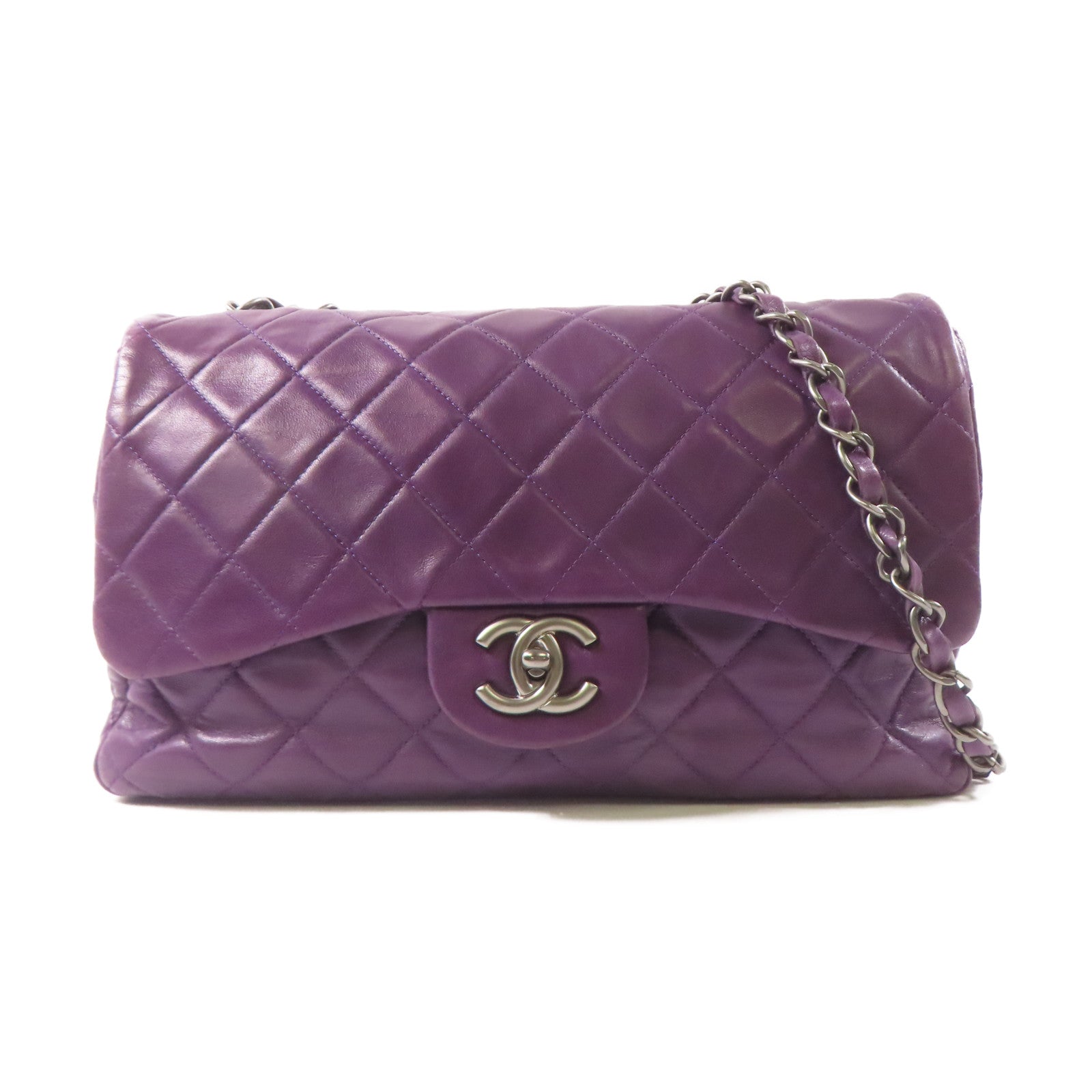 CHANEL 羊皮皮革Chain Shoulder Bag鏈帶肩背袋紫色