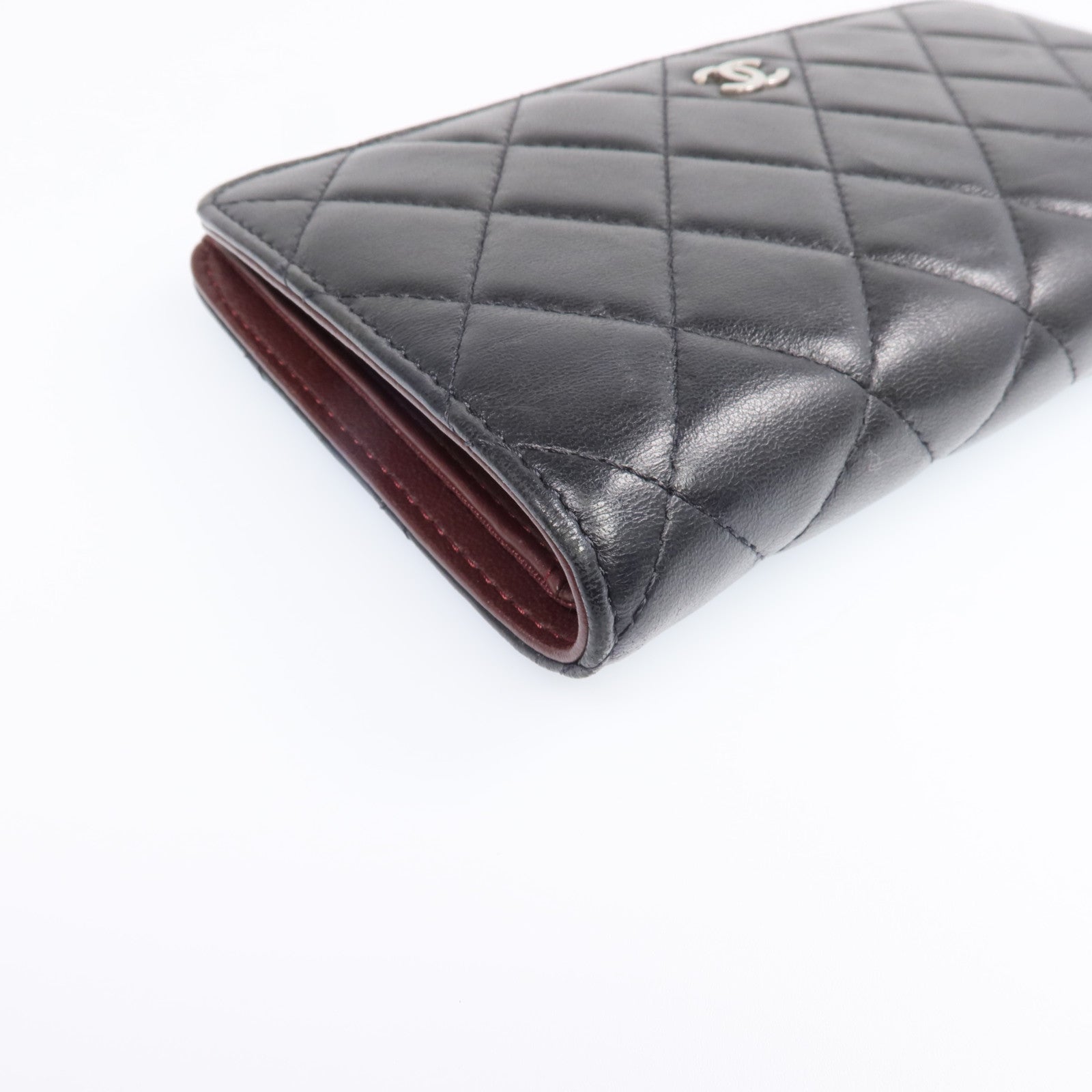 CHANEL 羊皮皮革Long Wallet銀扣長錢包