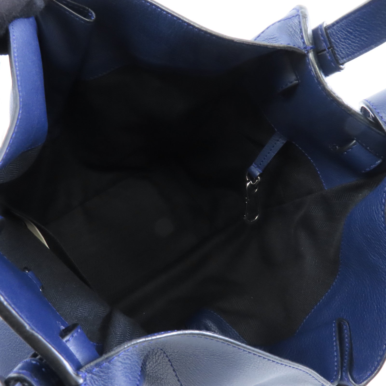 LOEWE 牛皮皮革Hammock銀扣手挽肩背兩用袋藍色