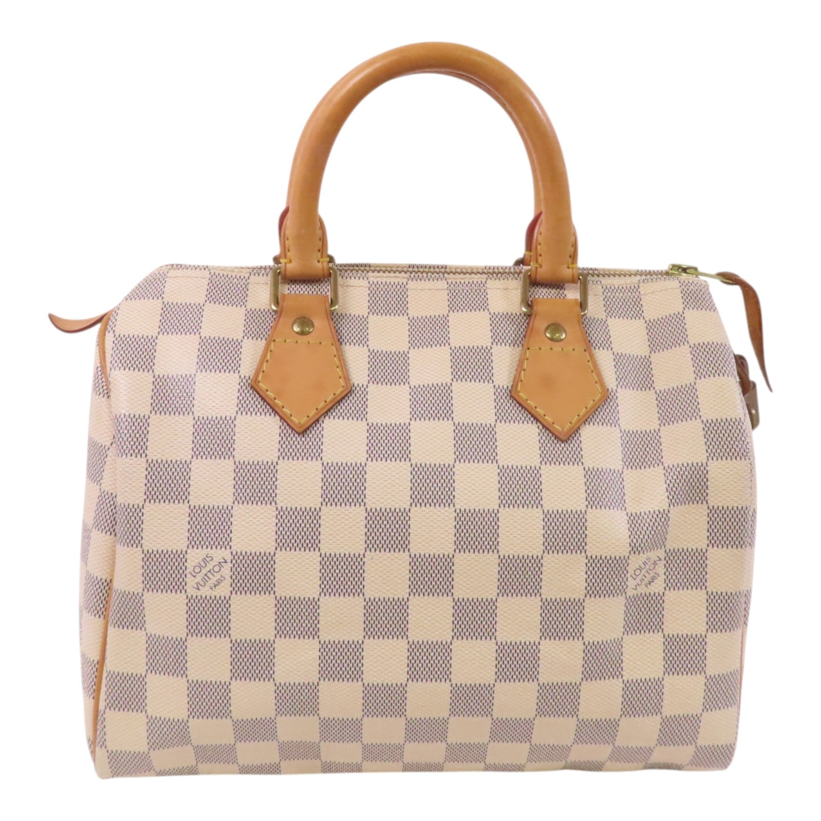 LOUIS VUITTON Damier Azur Speedy 25金扣手挽袋