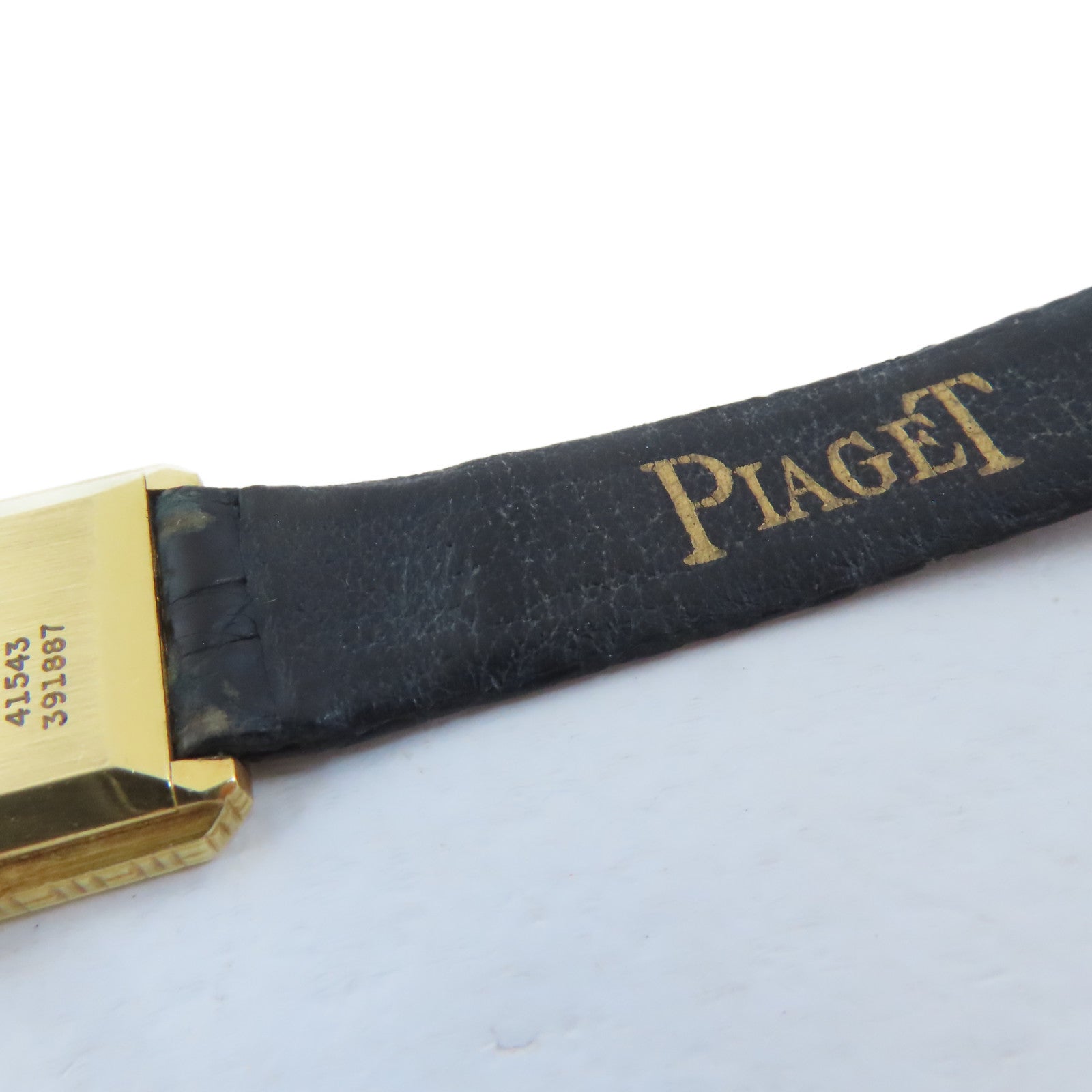 PIAGET Chequered 18K黃金/皮革帶手錶手動機芯金色