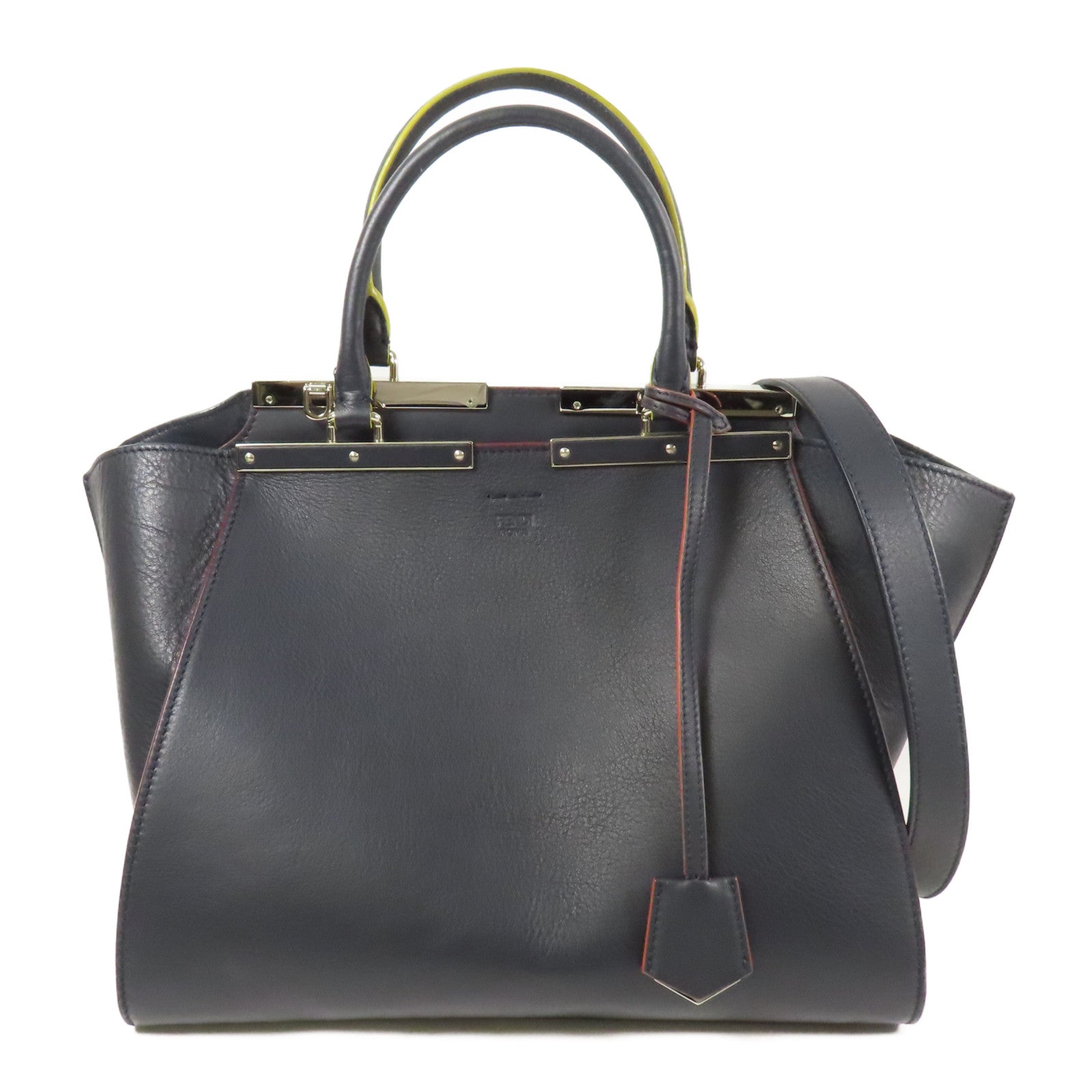 FENDI 【激減優惠】牛皮皮革2 Way Shoulder銀扣手挽肩背兩用袋